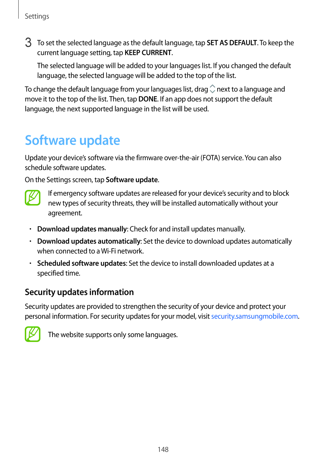 Samsung SM-C710FZKDXEV, SM-C710FZKDXXV, SM-C710FZDDXXV manual Software update, Security updates information 