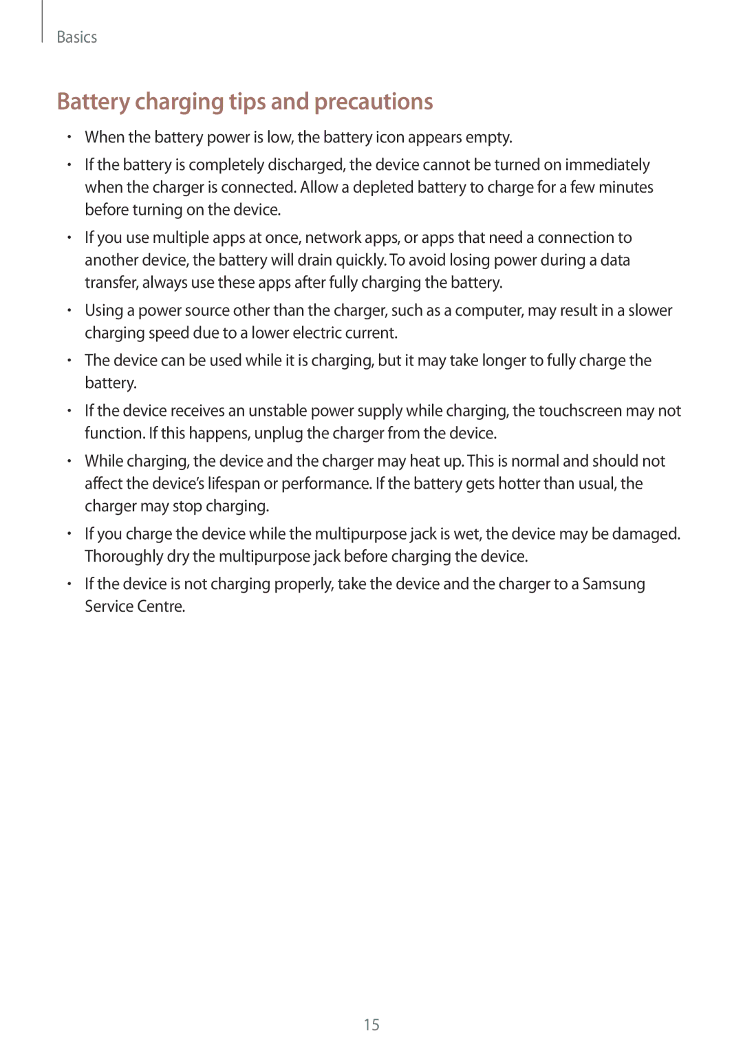 Samsung SM-C710FZKDXXV, SM-C710FZKDXEV, SM-C710FZDDXXV manual Battery charging tips and precautions 