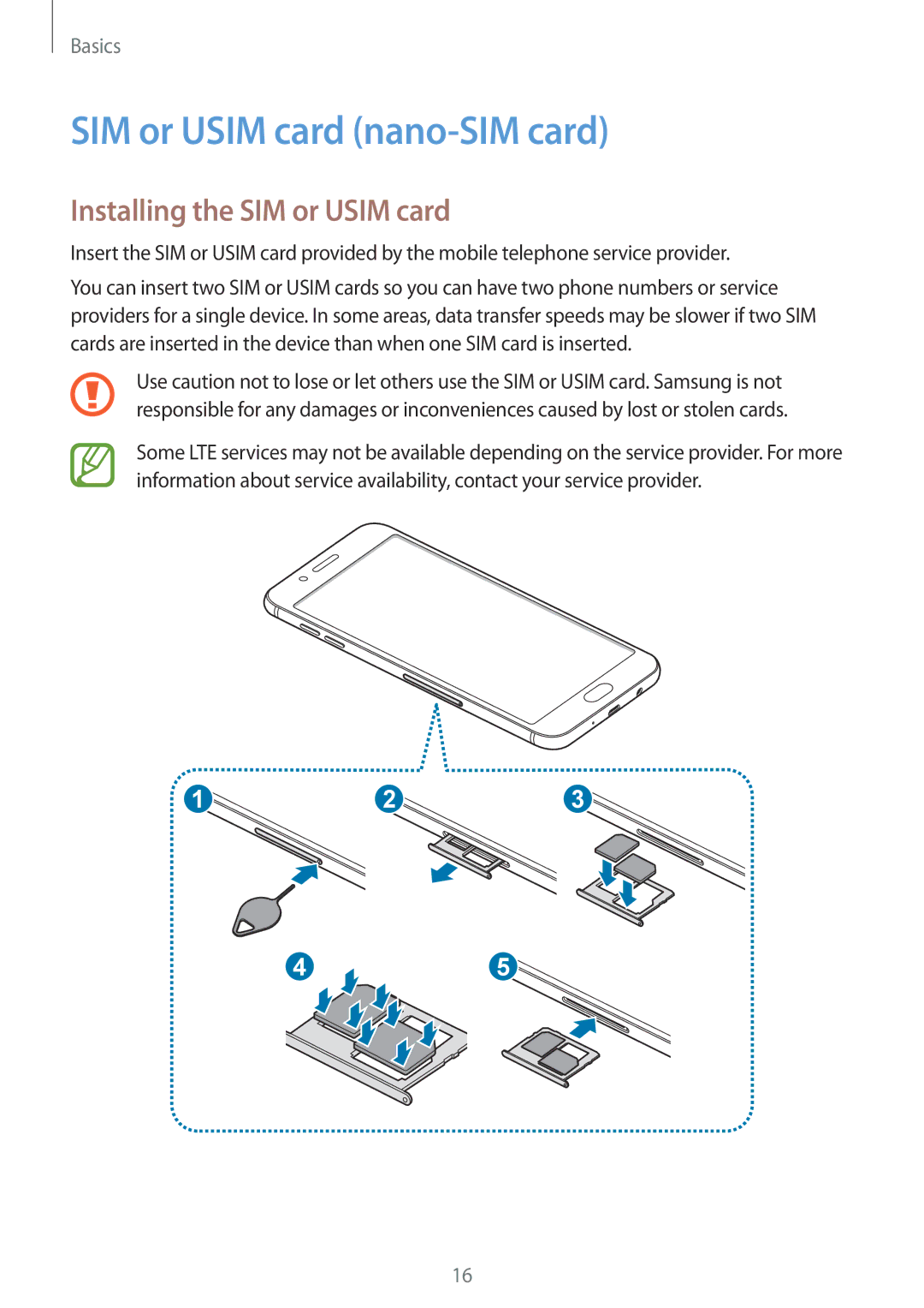 Samsung SM-C710FZKDXEV, SM-C710FZKDXXV, SM-C710FZDDXXV manual SIM or Usim card nano-SIM card, Installing the SIM or Usim card 