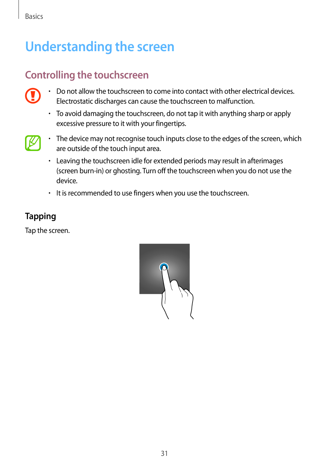 Samsung SM-C710FZKDXEV, SM-C710FZKDXXV, SM-C710FZDDXXV manual Understanding the screen, Controlling the touchscreen, Tapping 