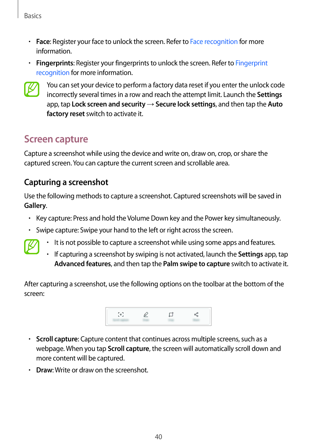 Samsung SM-C710FZKDXEV, SM-C710FZKDXXV, SM-C710FZDDXXV manual Screen capture, Capturing a screenshot 