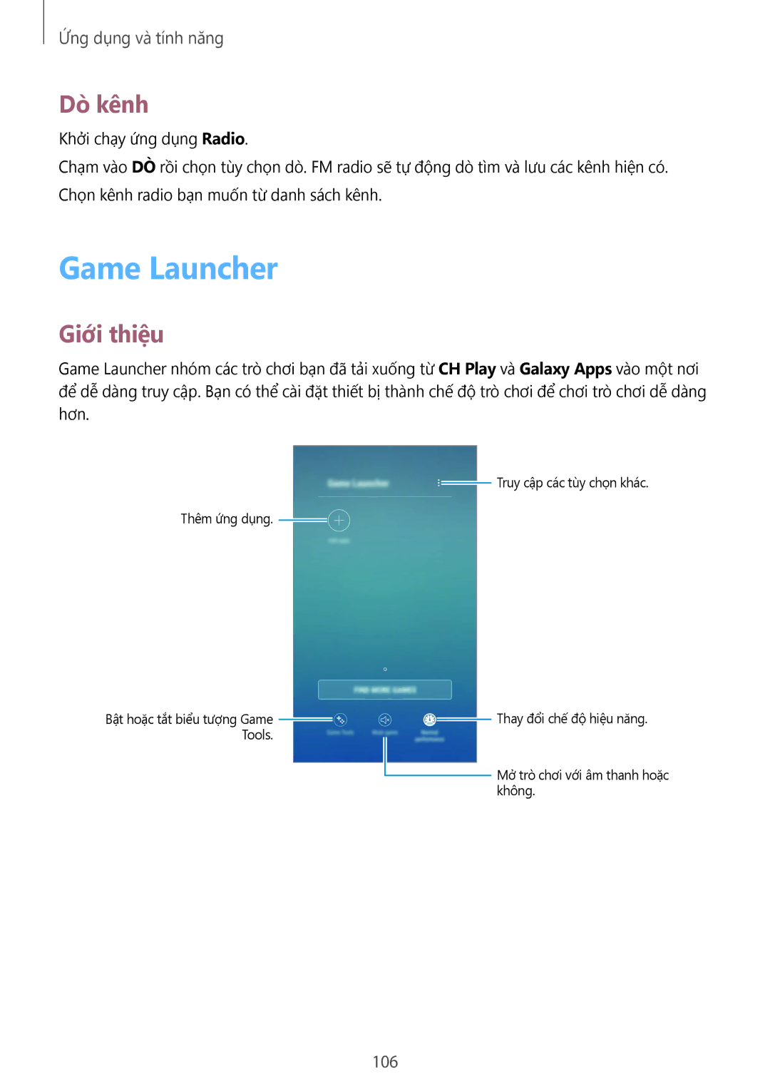 Samsung SM-C710FZKDXEV, SM-C710FZKDXXV, SM-C710FZDDXXV manual Game Launcher, Dò kênh 