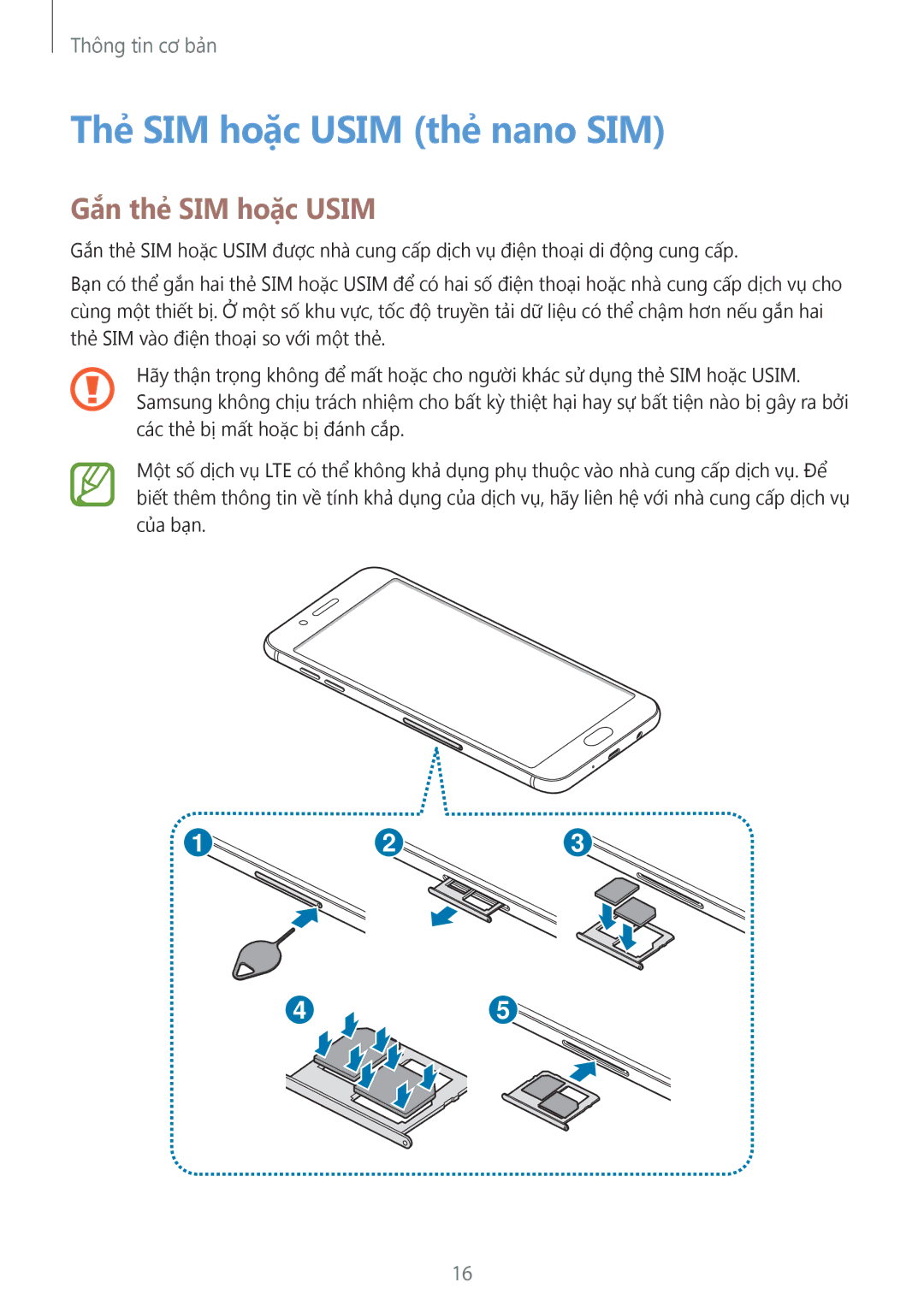 Samsung SM-C710FZKDXEV, SM-C710FZKDXXV, SM-C710FZDDXXV manual Thẻ SIM hoặc Usim thẻ nano SIM, Gắn thẻ SIM hoặc Usim 