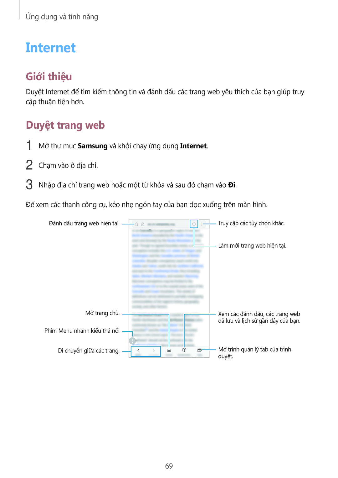 Samsung SM-C710FZKDXXV, SM-C710FZKDXEV, SM-C710FZDDXXV manual Internet, Duyệt trang web 