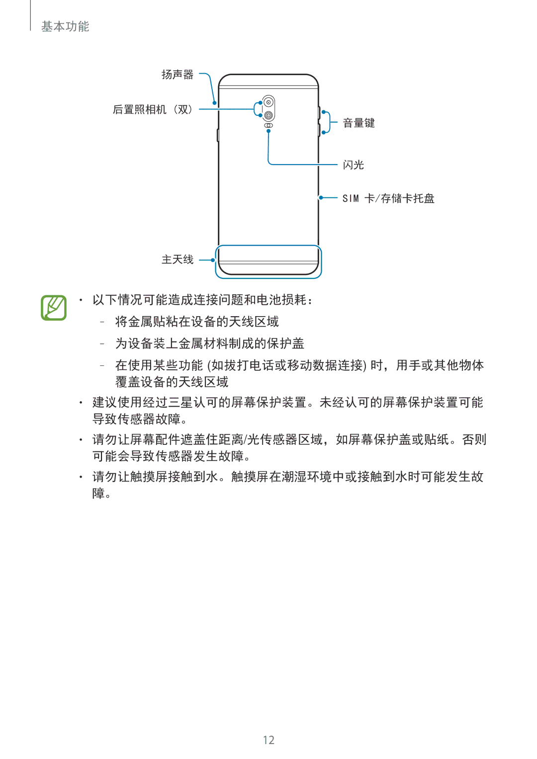 Samsung SM-C710FZKDXXV, SM-C710FZKDXEV, SM-C710FZDDXXV manual 扬声器 后置照相机 双 音量键 