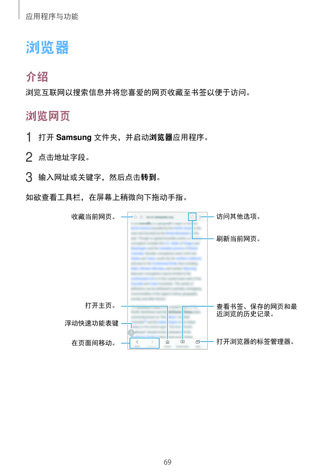 Samsung SM-C710FZKDXXV, SM-C710FZKDXEV, SM-C710FZDDXXV manual 浏览器, 浏览网页, 浏览互联网以搜索信息并将您喜爱的网页收藏至书签以便于访问。 