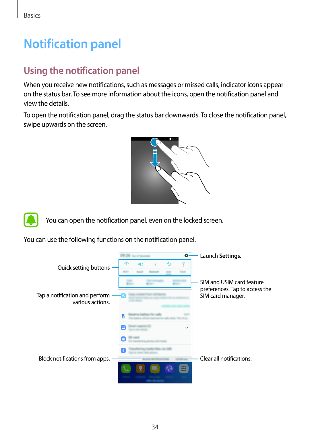 Samsung SM-C900FZDDXEV, SM-C900FZKDXEV manual Notification panel, Using the notification panel 