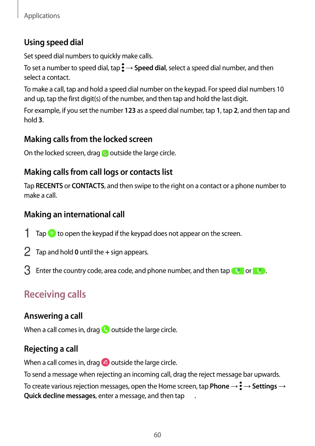 Samsung SM-C900FZDDXEV, SM-C900FZKDXEV manual Receiving calls 