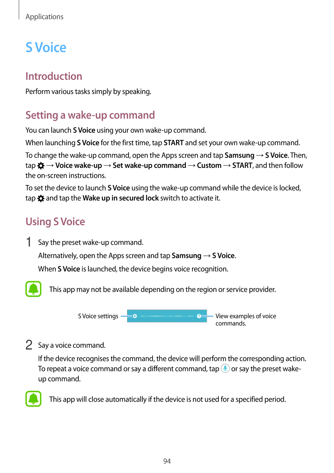 Samsung SM-C900FZDDXEV, SM-C900FZKDXEV manual Setting a wake-up command, Using S Voice 