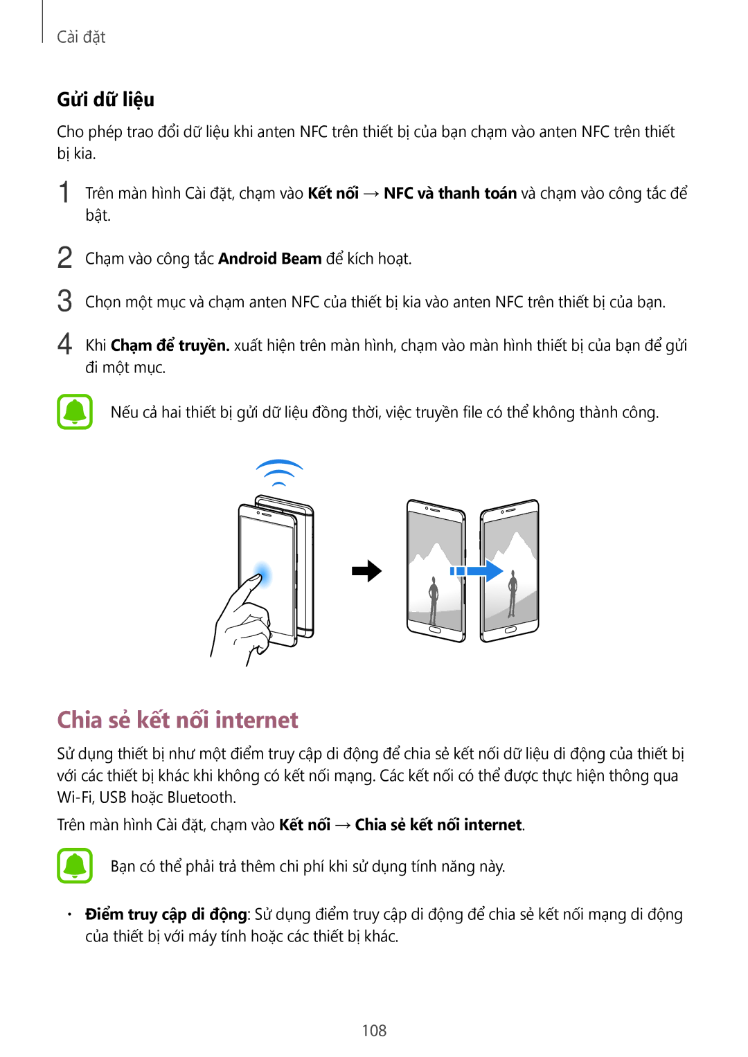 Samsung SM-C900FZDDXEV, SM-C900FZKDXEV manual Chia sẻ kết nối internet, Gửi dữ liệu 