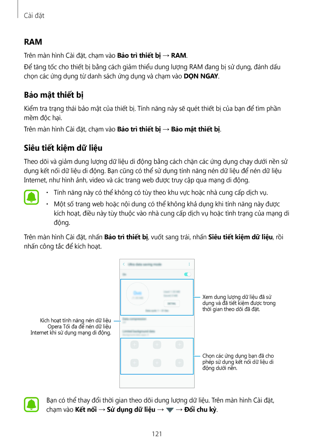 Samsung SM-C900FZKDXEV, SM-C900FZDDXEV manual Bảo mật thiết bị, Siêu tiết kiệm dữ liệu 