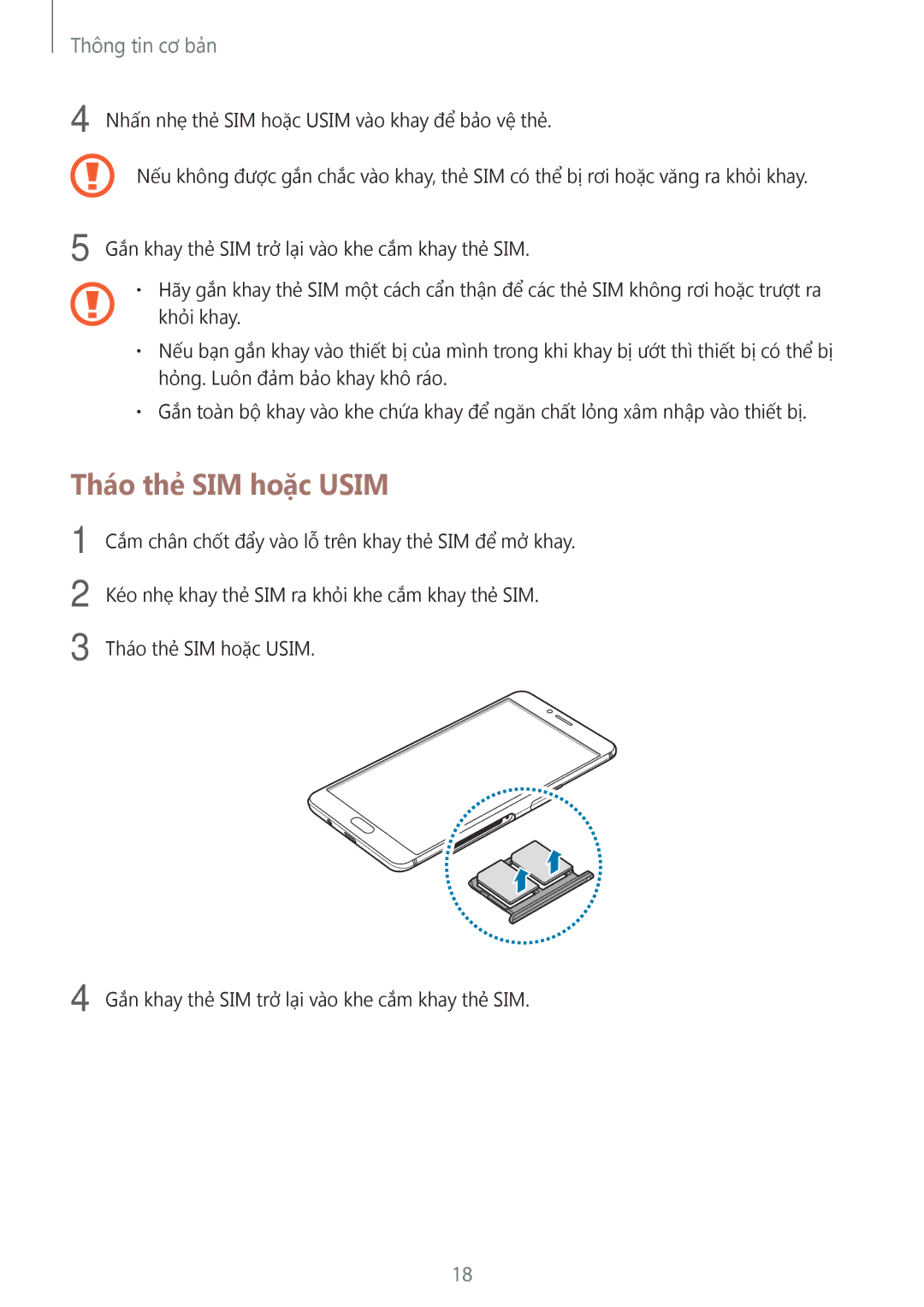 Samsung SM-C900FZDDXEV, SM-C900FZKDXEV manual Tháo thẻ SIM hoặc Usim 