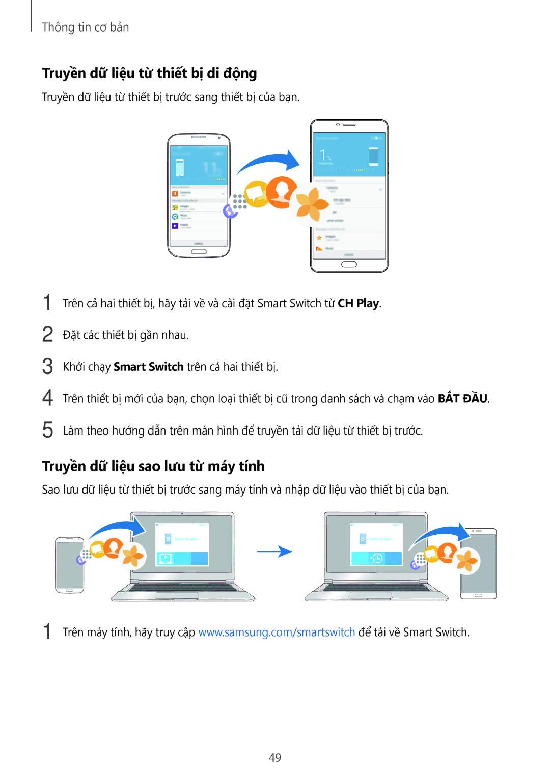 Samsung SM-C900FZKDXEV, SM-C900FZDDXEV manual Truyền dữ liệu từ thiết bị di động, Truyền dữ liệu sao lưu từ máy tính 