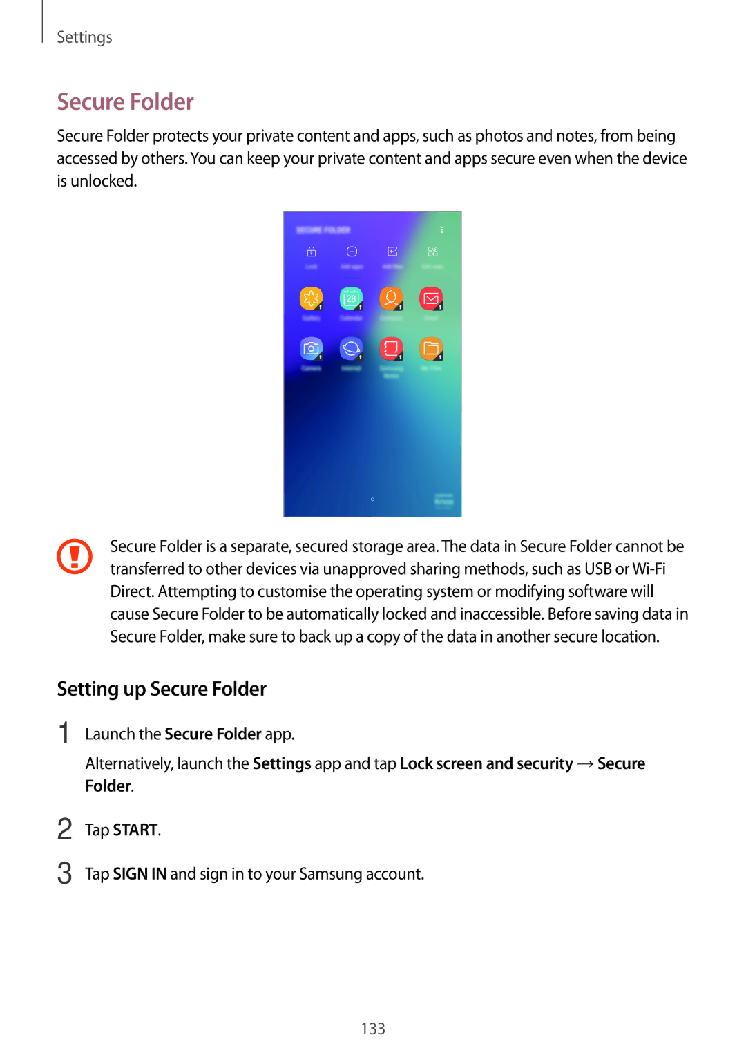 Samsung SM-C900FZKDXEV, SM-C900FZDDXEV manual Setting up Secure Folder 