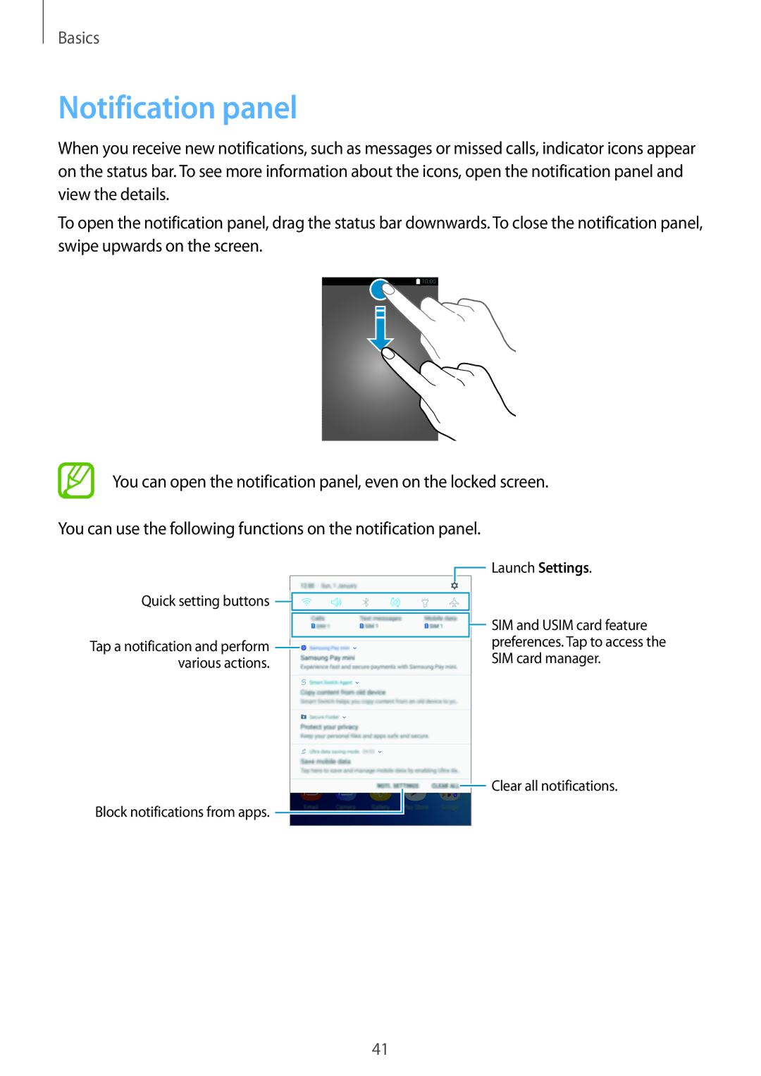 Samsung SM-C900FZKDXEV, SM-C900FZDDXEV manual Notification panel 