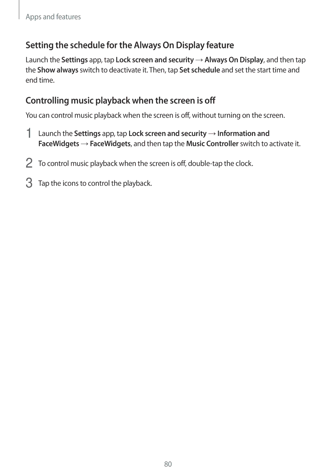 Samsung SM-C900FZDDXEV, SM-C900FZKDXEV manual Setting the schedule for the Always On Display feature 