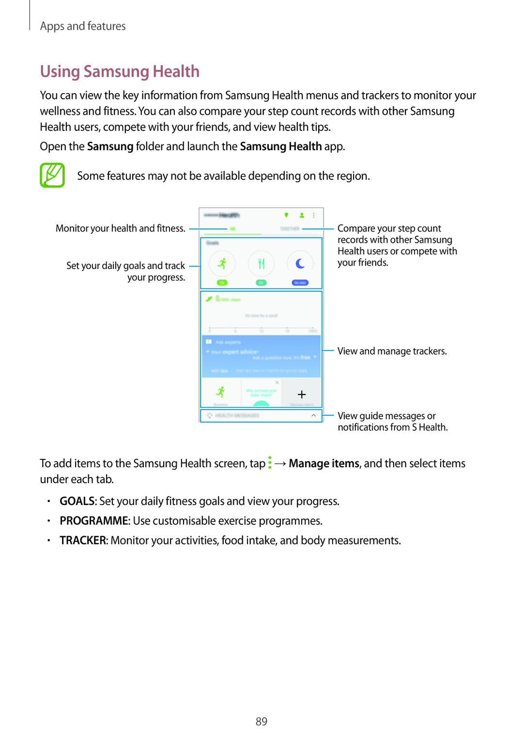 Samsung SM-C900FZKDXEV, SM-C900FZDDXEV manual Using Samsung Health 