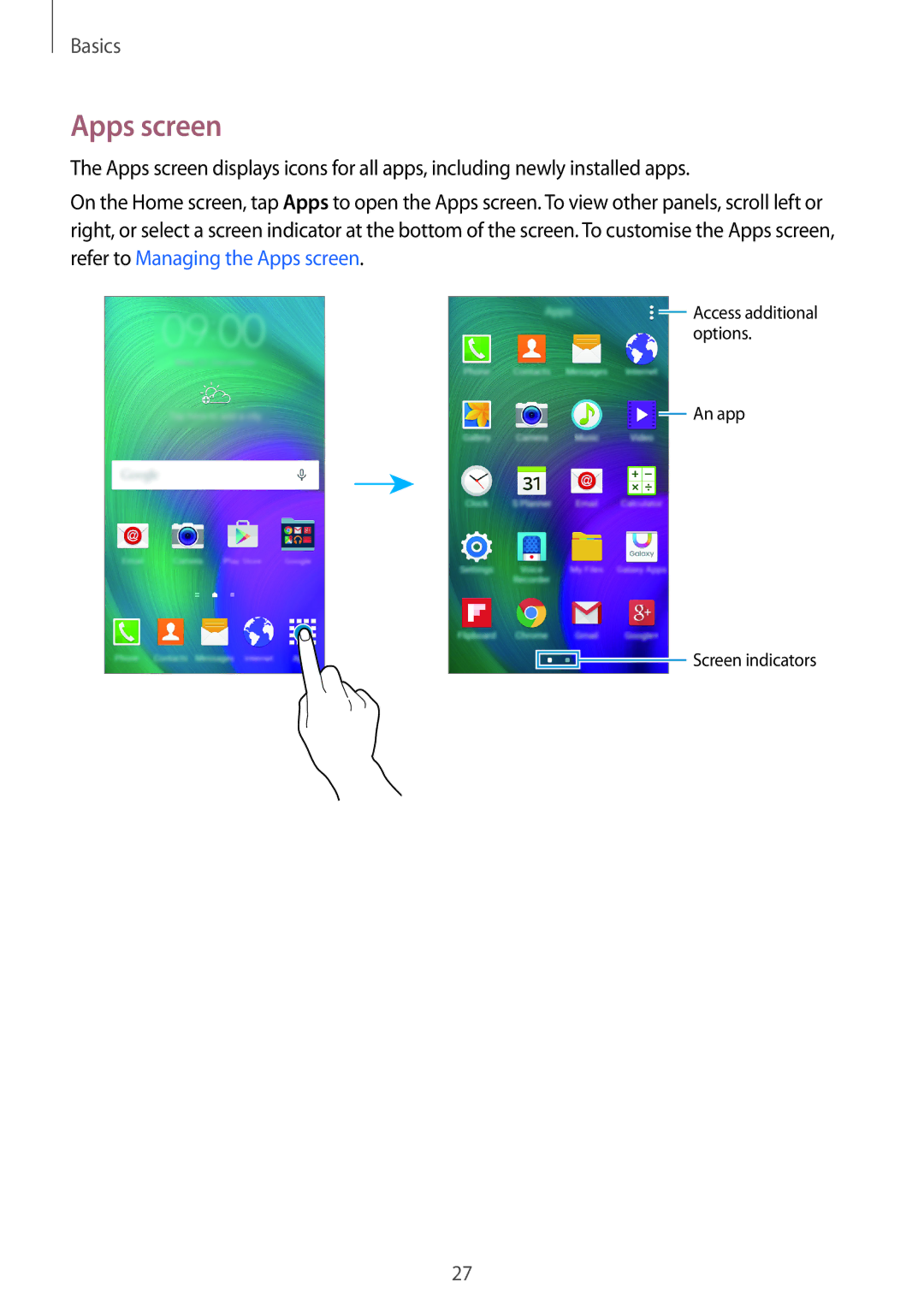 Samsung SM-E500FZKAPTR, SM-E500FZNDKSA, SM-E500FZWDKSA, SM-E500FZKDKSA, SM-E500FZNAPTR, SM-E500FZWDILO manual Apps screen 