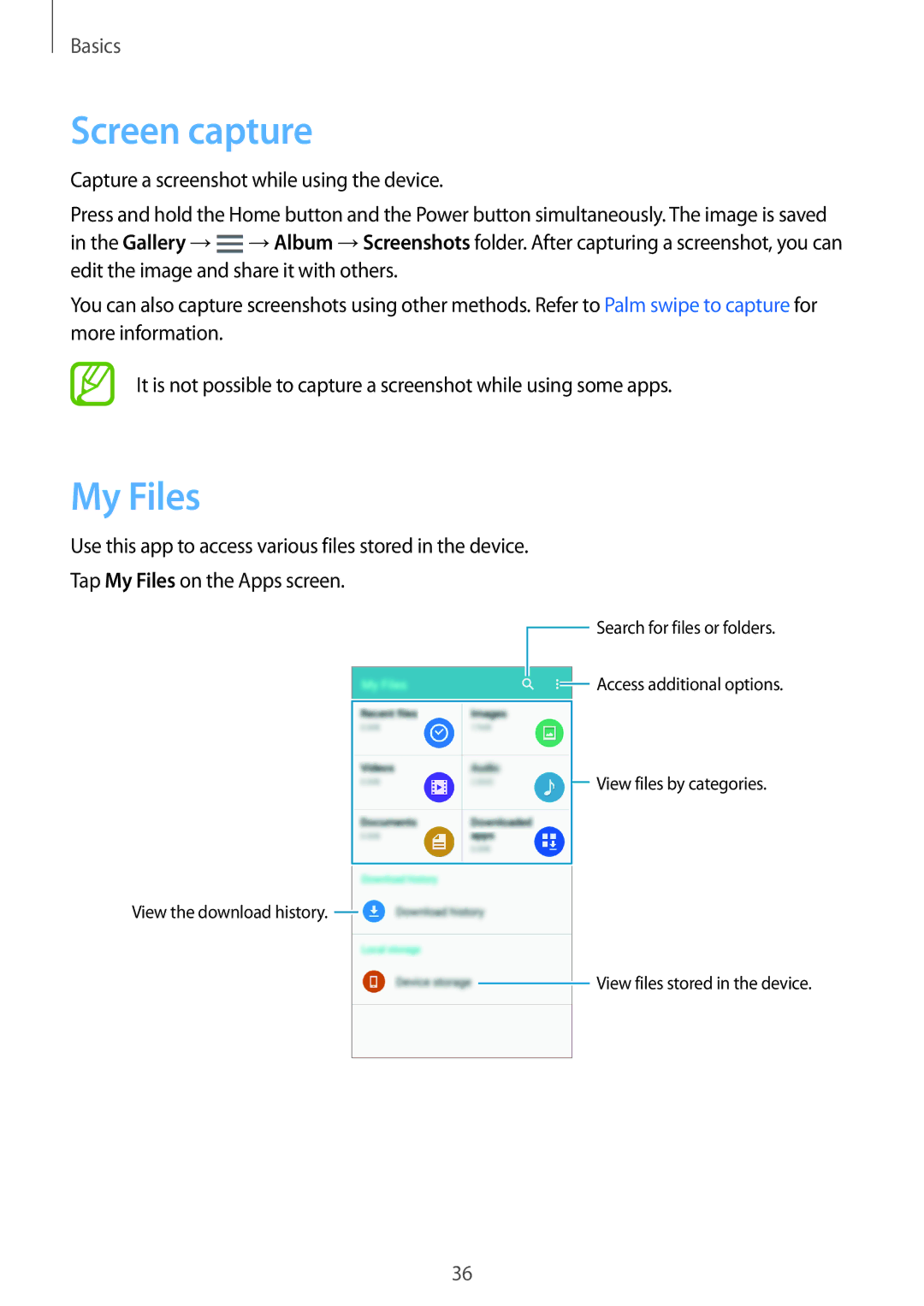 Samsung SM-E500FZWDILO, SM-E500FZNDKSA, SM-E500FZWDKSA, SM-E500FZKDKSA, SM-E500FZNAPTR manual Screen capture, My Files 