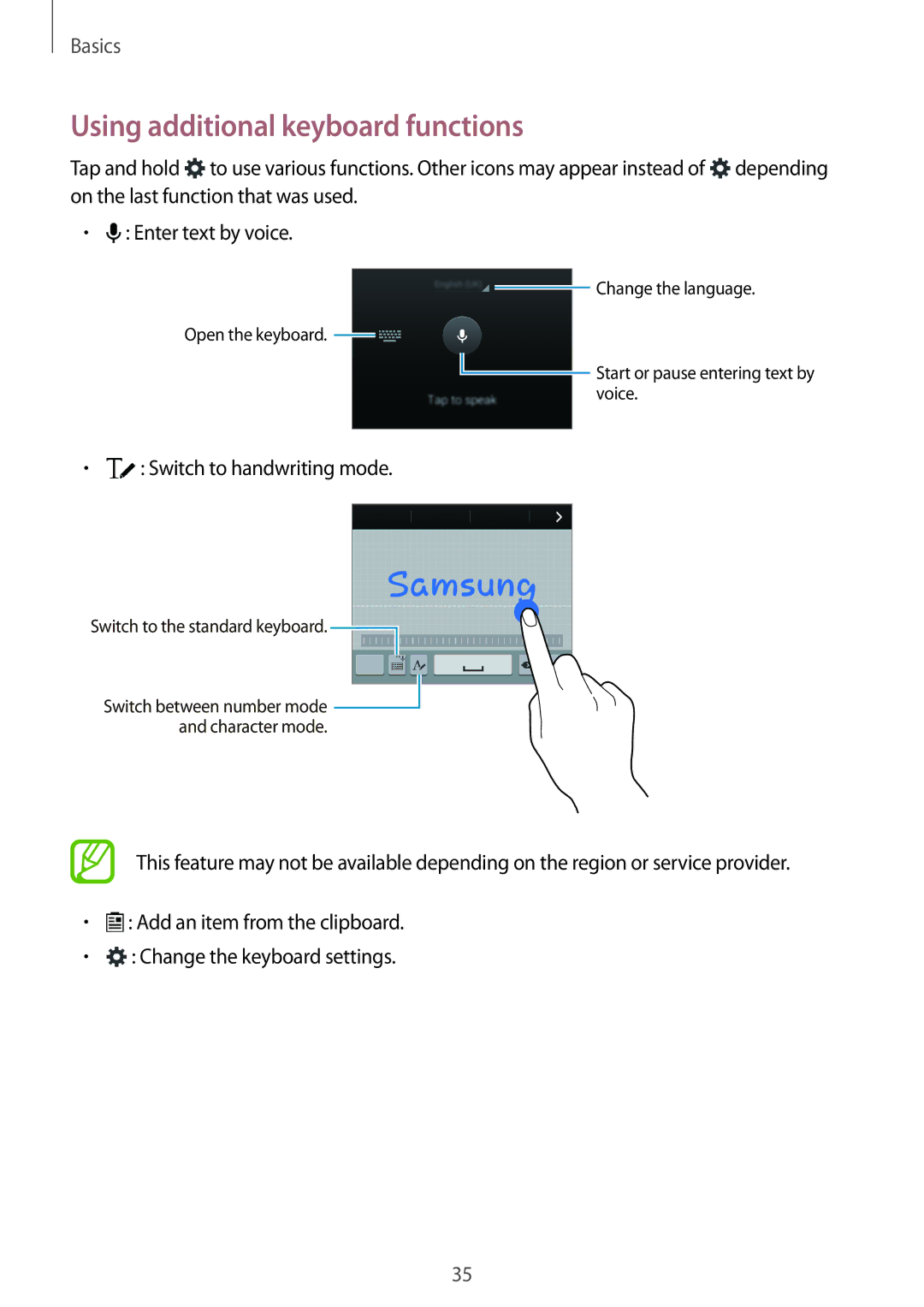 Samsung SM-E500FZWAPTR, SM-E500HZWDKSA, SM-E500FZNDKSA, SM-E500FZWDKSA, SM-E500FZKDKSA Using additional keyboard functions 