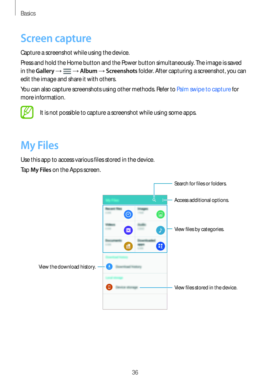 Samsung SM-E500HZWDKSA, SM-E500HZNDKSA, SM-E500HZKDKSA manual Screen capture, My Files 