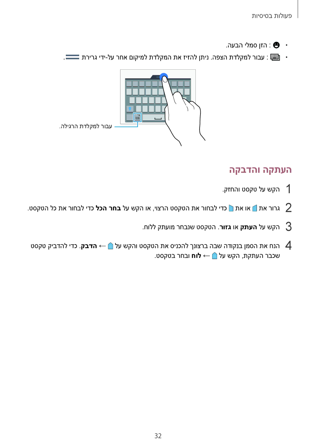 Samsung SM-E700FZWAILO, SM-E700FZKAPCL, SM-E700FZBAILO, SM-E700FZKAILO, SM-E700FZWAPCL manual הקבדהו הקתעה 