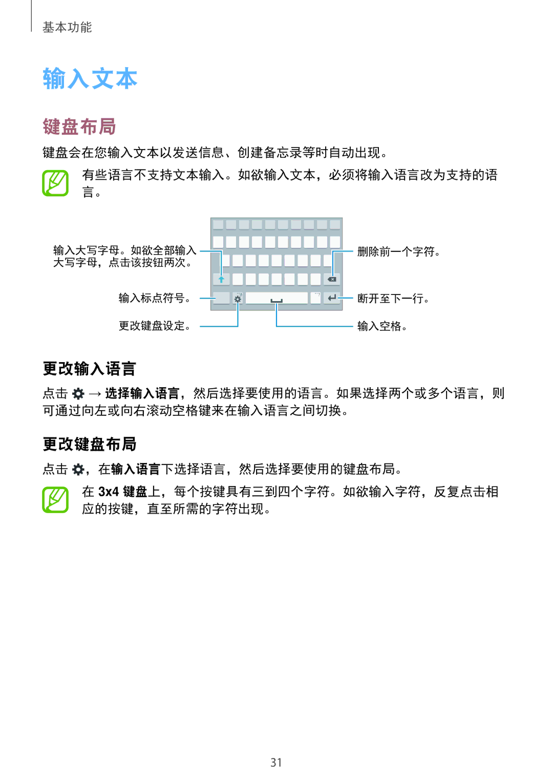 Samsung SM-E700HZKDXXV, SM-E700HZWDXXV manual 输入文本, 更改输入语言, 更改键盘布局 