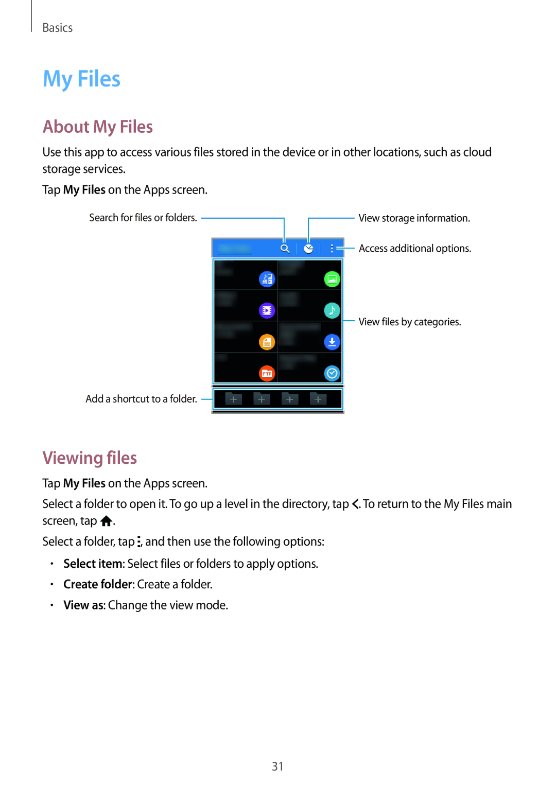 Samsung SM-G110HZWAXEO, SM-G110HZKAXEO, SM-G110HZWADBT, SM-G110HZKADBT, SM-G110HZWATPH manual About My Files, Viewing files 