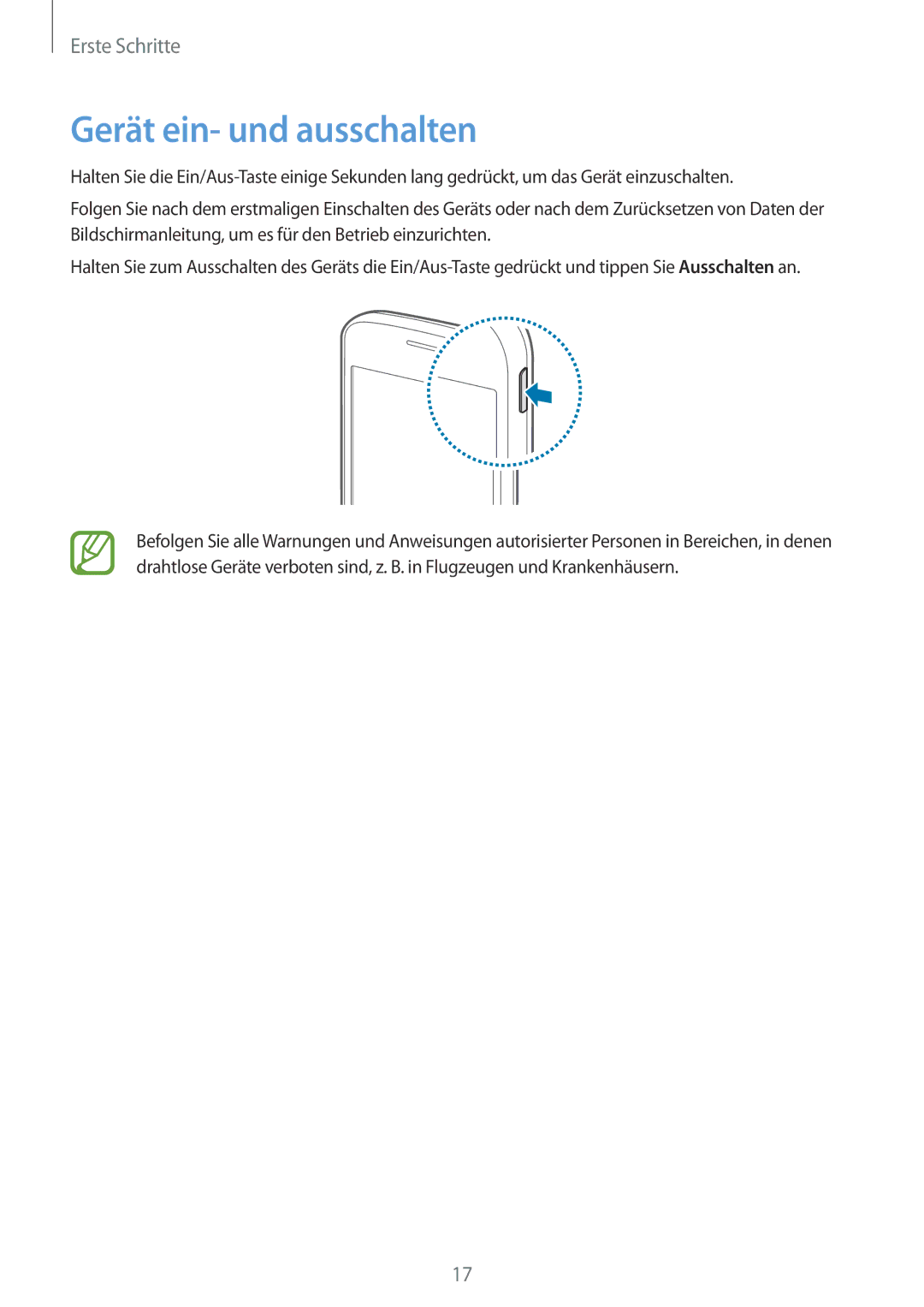 Samsung SM-G110HZWAXEO, SM-G110HZKAXEO, SM-G110HZWADBT, SM-G110HZKADBT, SM-G110HZWATPH manual Gerät ein- und ausschalten 