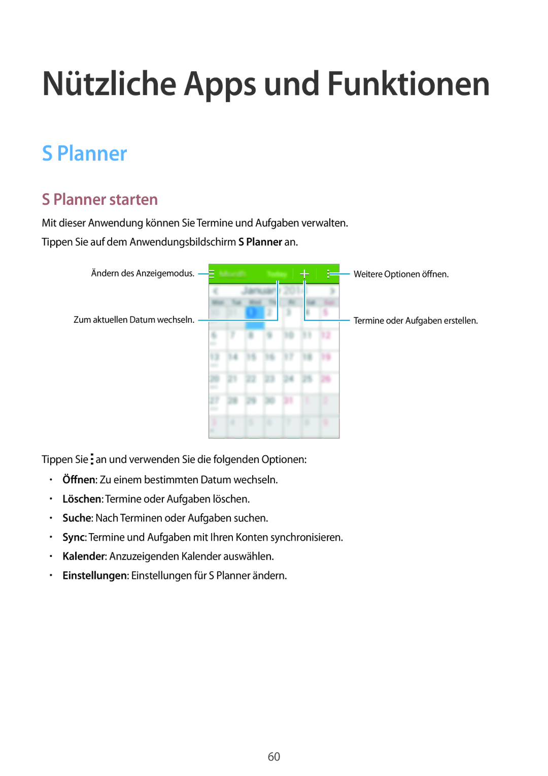 Samsung SM-G110HZWATPH, SM-G110HZKAXEO, SM-G110HZWADBT, SM-G110HZKADBT, SM-G110HZWAXEO, SM-G110HZWAEUR Planner starten 