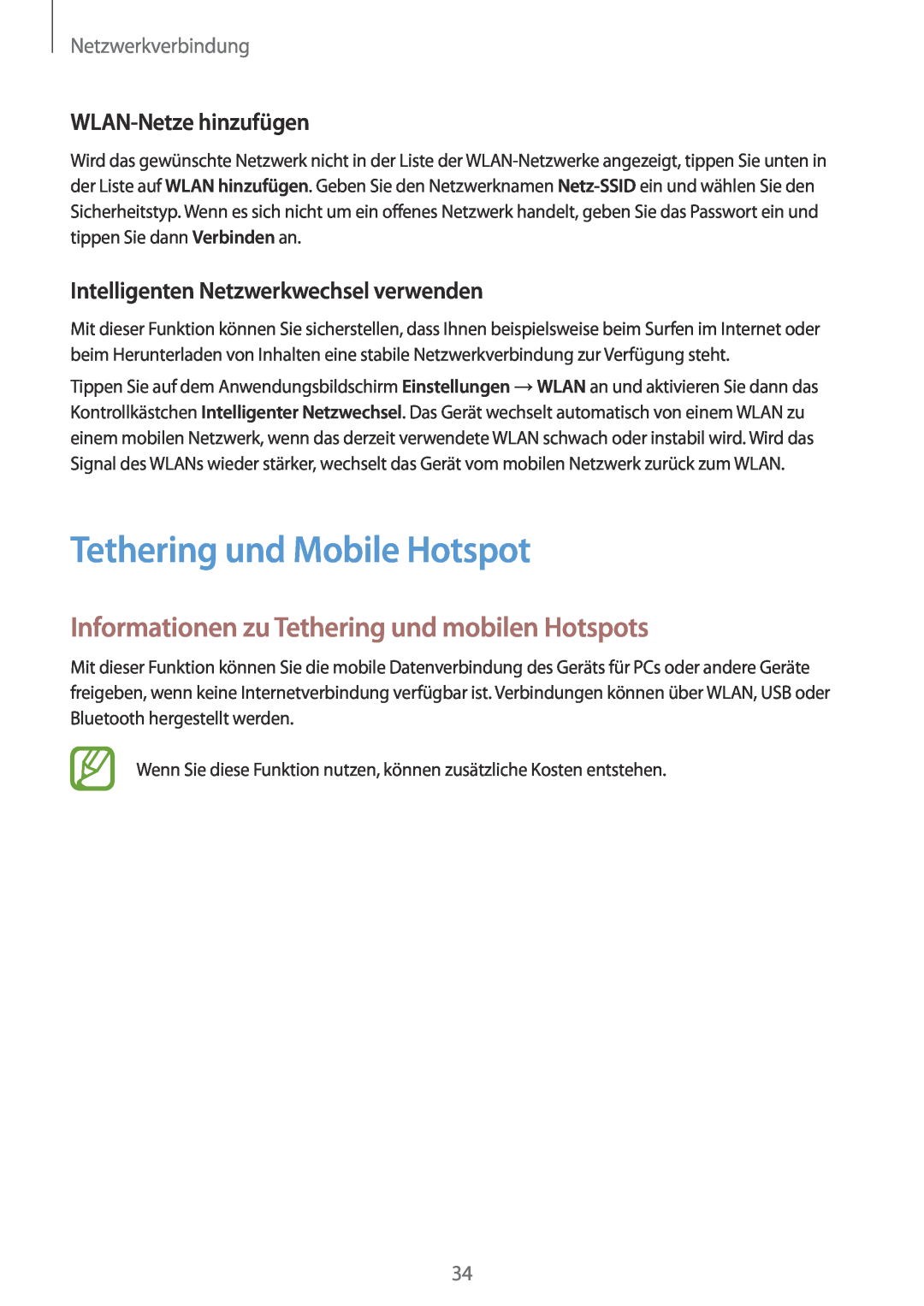 Samsung SM-G110HZWACOS Tethering und Mobile Hotspot, Informationen zu Tethering und mobilen Hotspots, Netzwerkverbindung 