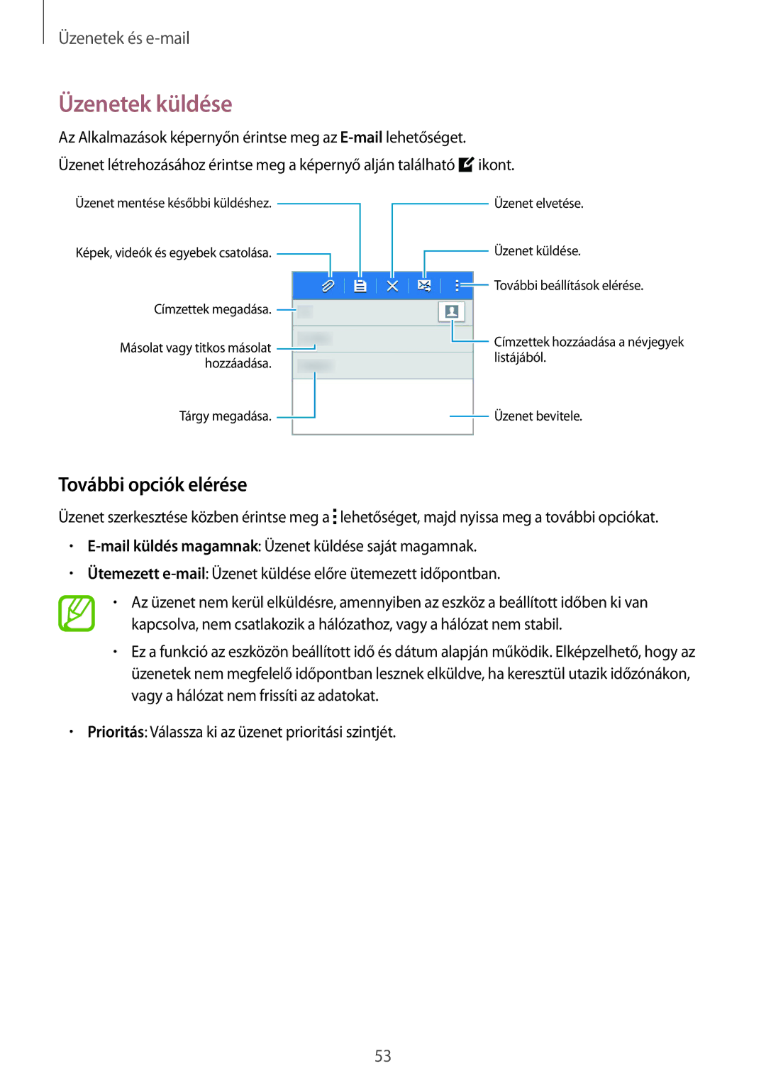 Samsung SM-G110HZKATMH, SM-G110HZKAXEO, SM-G110HZWAXEO, SM-G110HZWAEUR manual Üzenetek küldése, További opciók elérése 