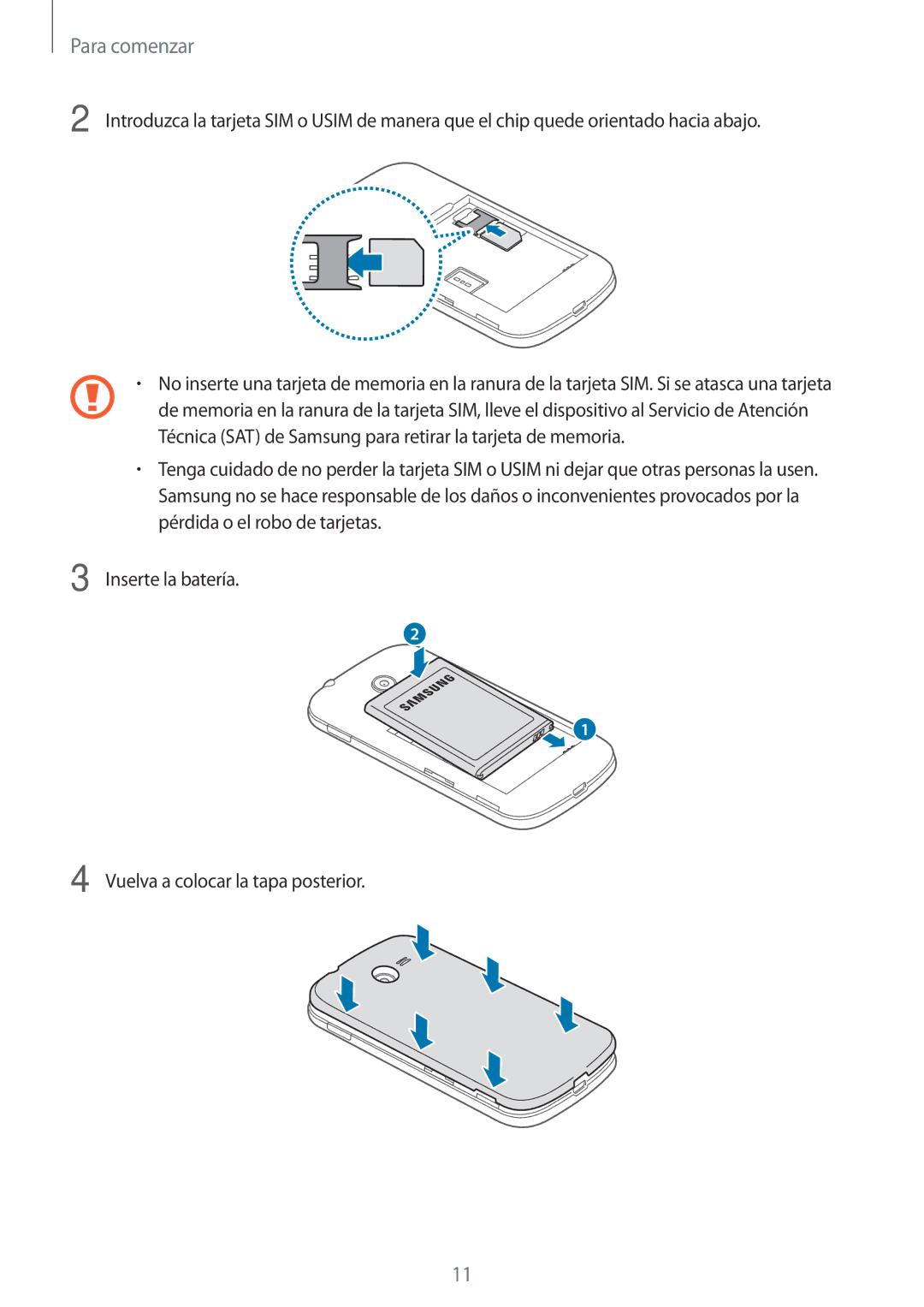 Samsung SM-G110HZWAPHE manual Para comenzar 