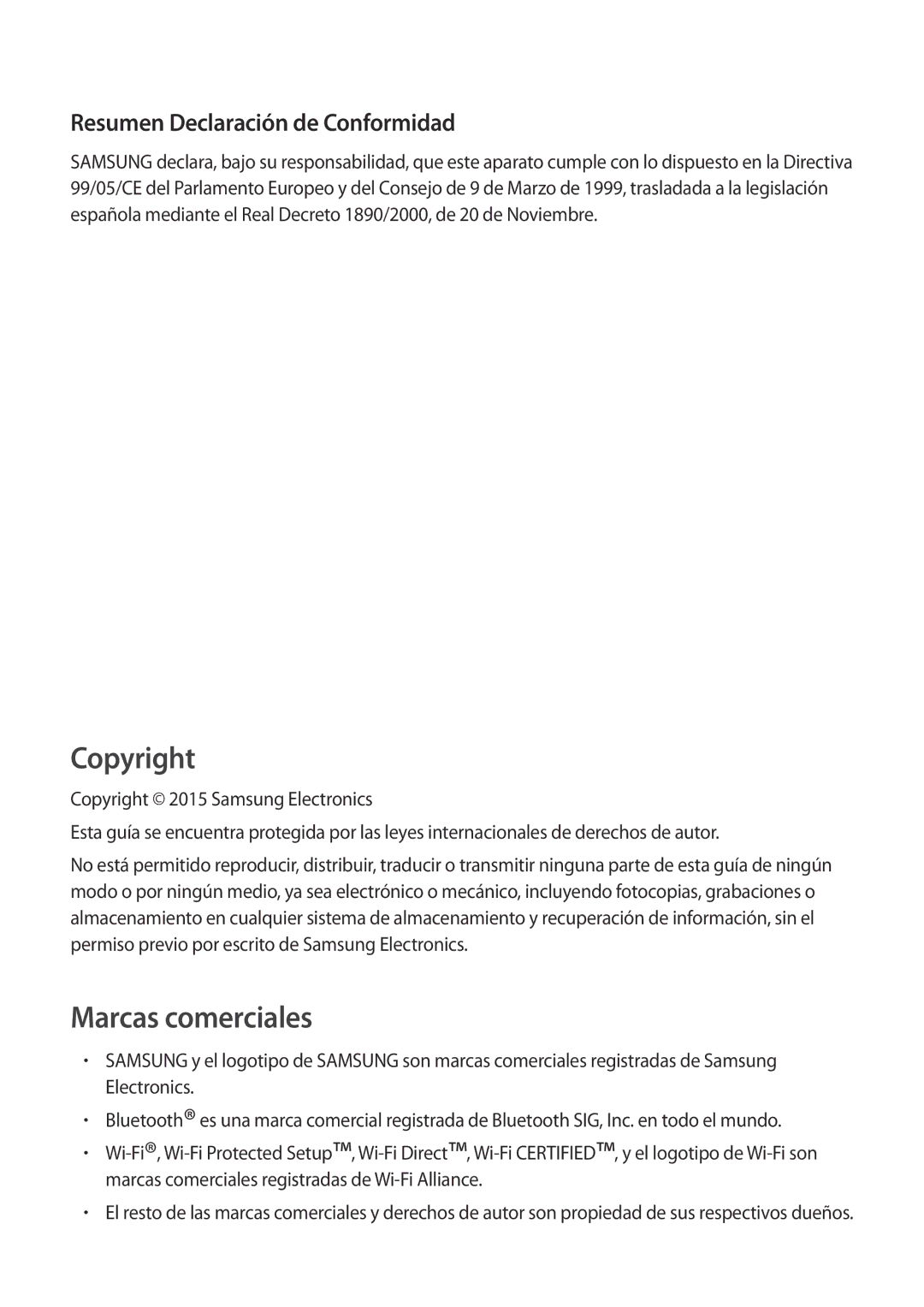 Samsung SM-G110HZWAPHE manual Copyright, Resumen Declaración de Conformidad 