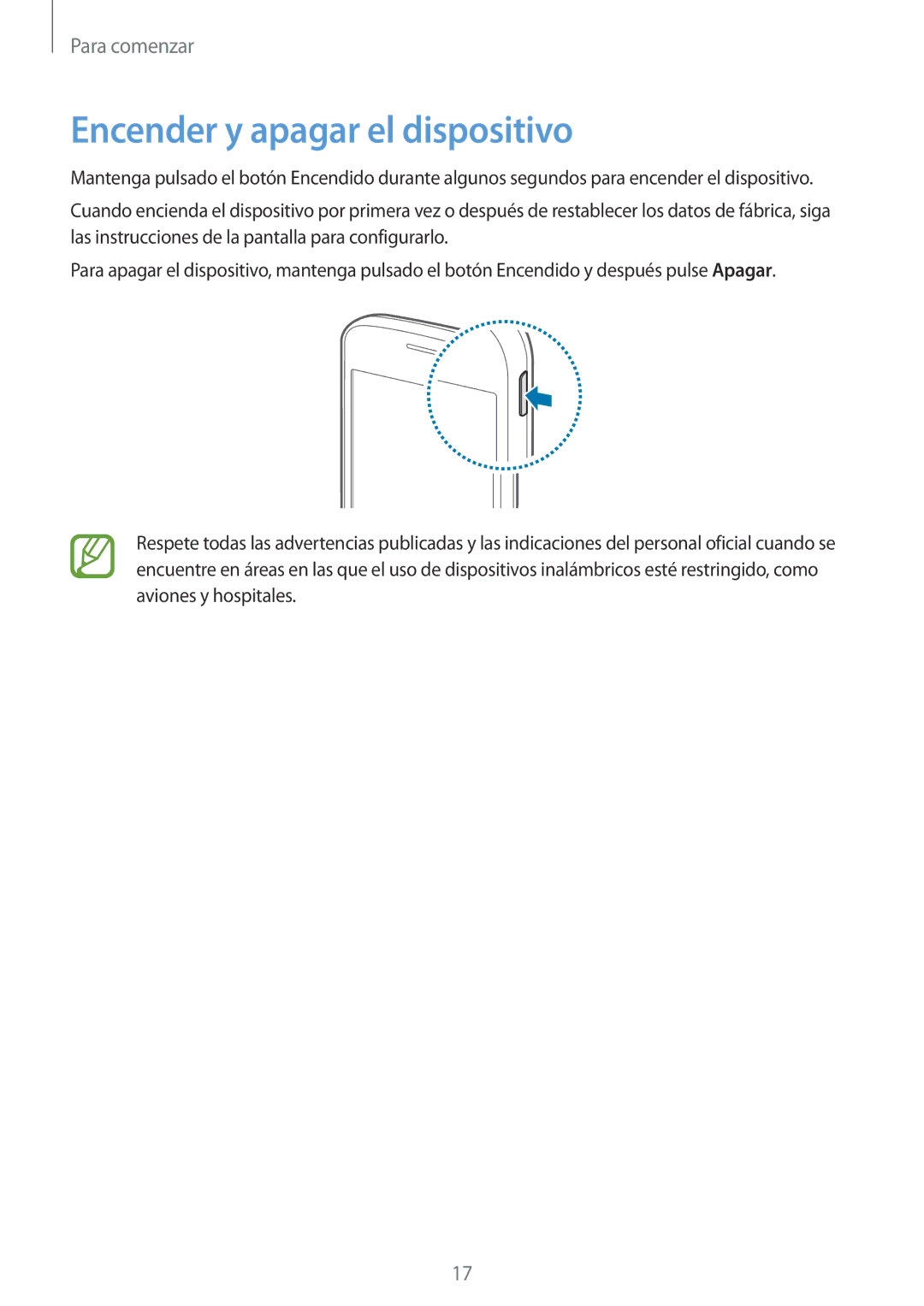 Samsung SM-G110HZWAPHE manual Encender y apagar el dispositivo 