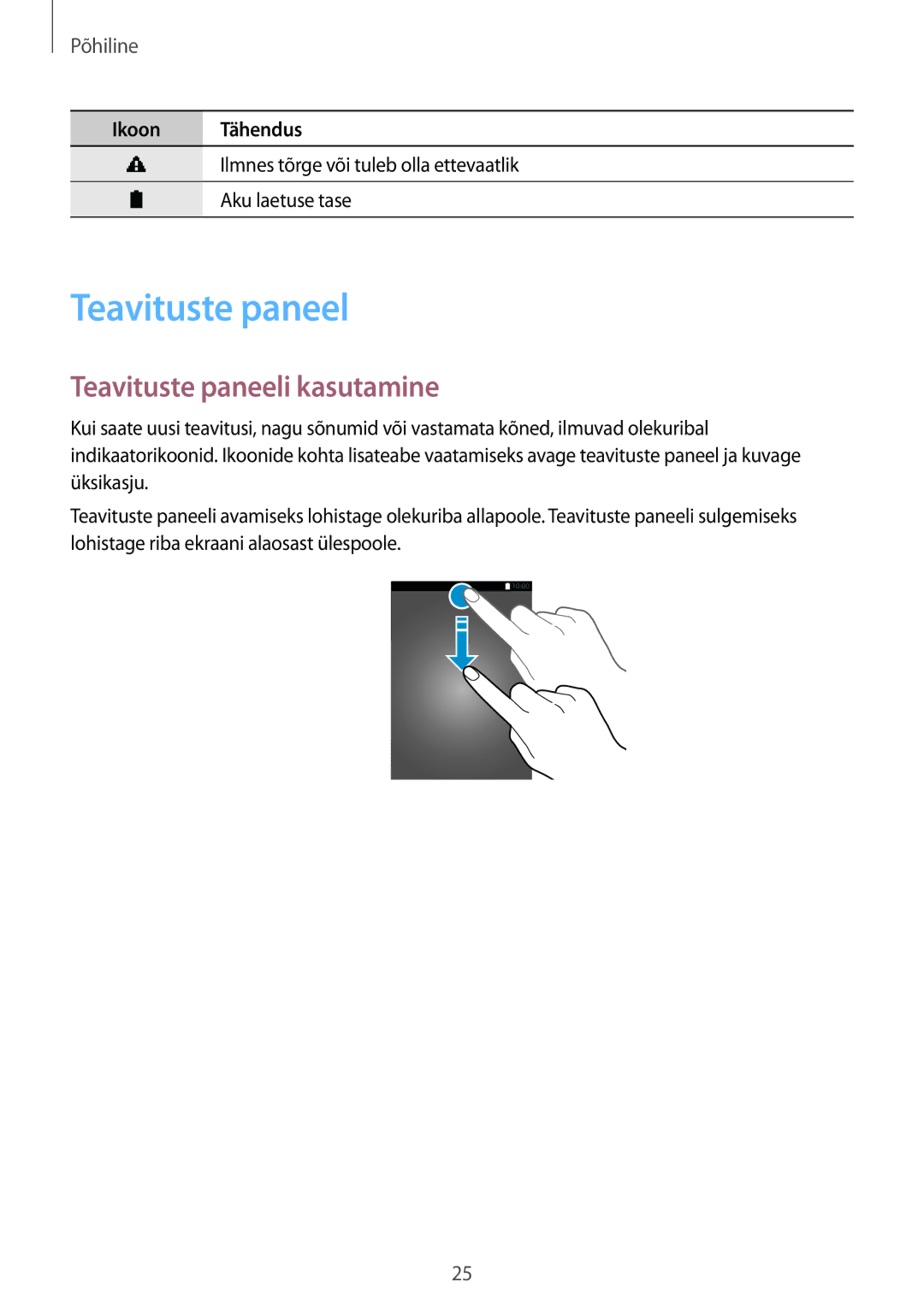 Samsung SM-G110HZKASEB, SM-G110HZWASEB manual Teavituste paneeli kasutamine 