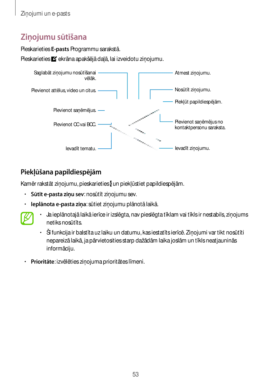 Samsung SM-G110HZKASEB, SM-G110HZWASEB manual Ziņojumu sūtīšana, Piekļūšana papildiespējām 