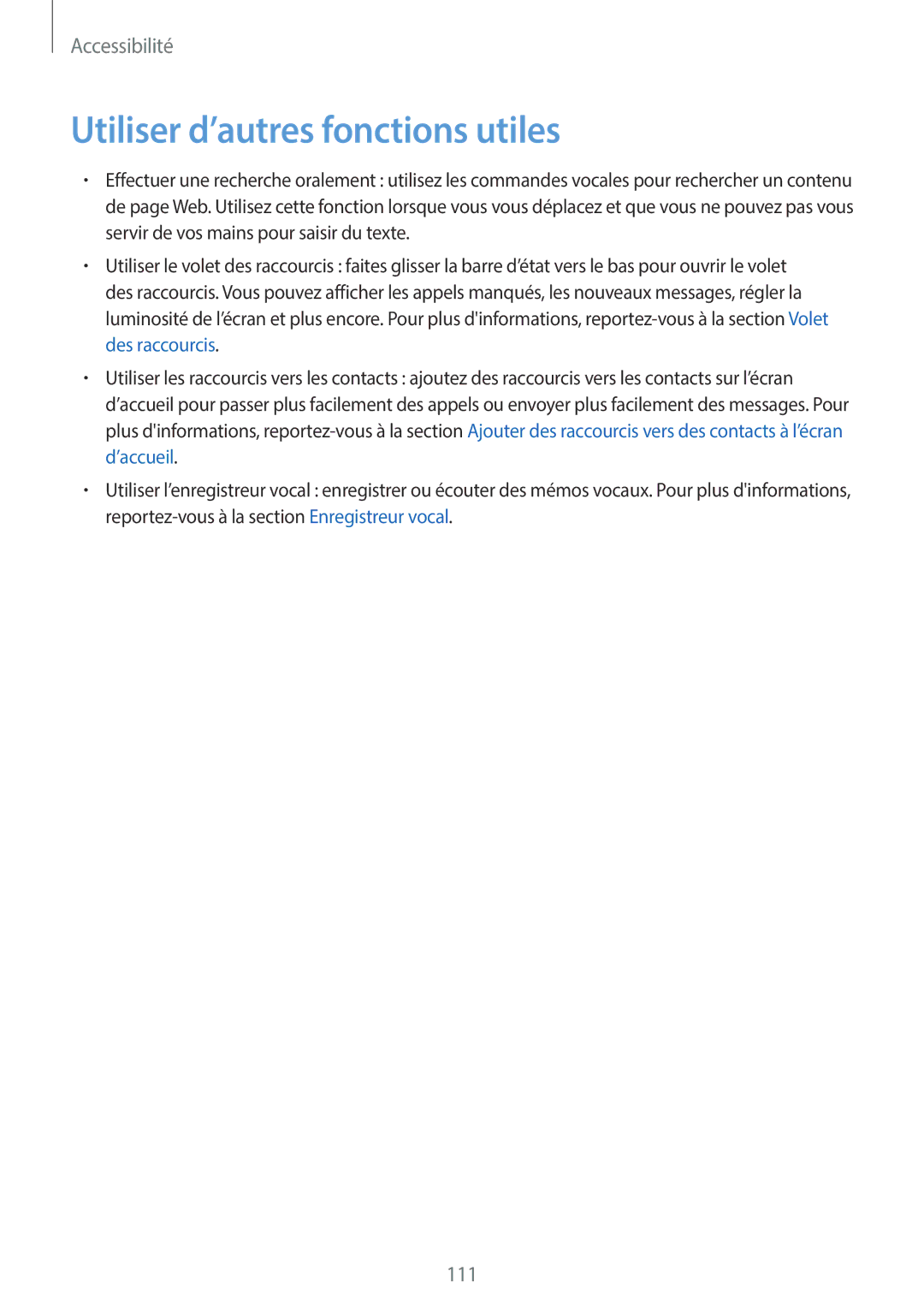 Samsung SM-G110HZKAXEF, SM-G110HZWAXEF manual Utiliser d’autres fonctions utiles 