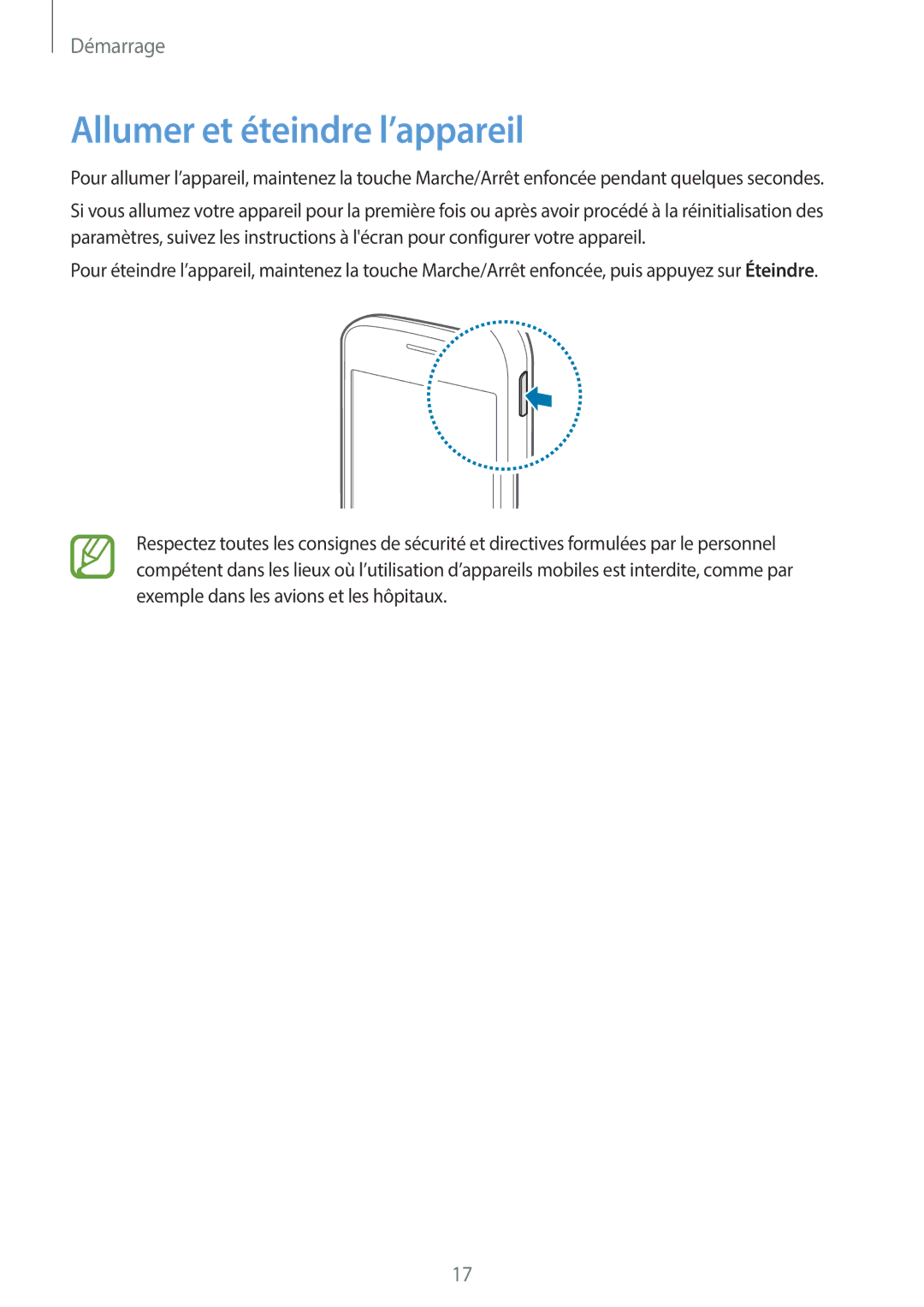 Samsung SM-G110HZKAXEF, SM-G110HZWAXEF manual Allumer et éteindre l’appareil 