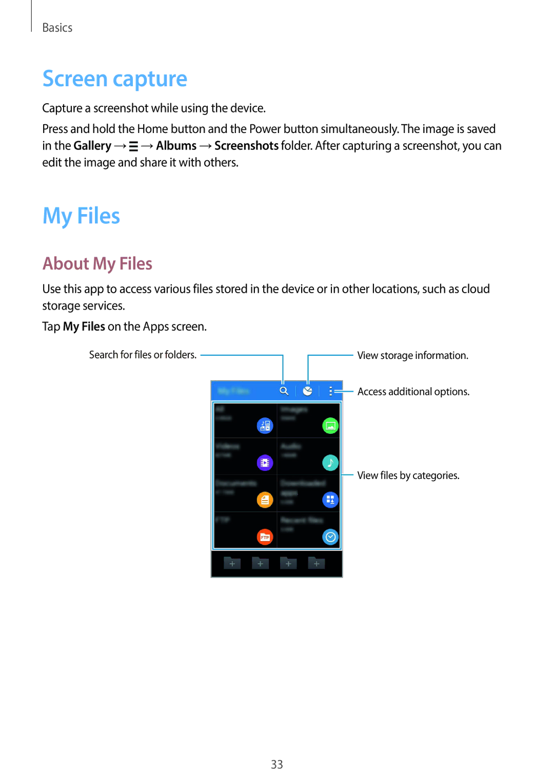 Samsung SM-G130EZWAKSA manual Screen capture, About My Files 