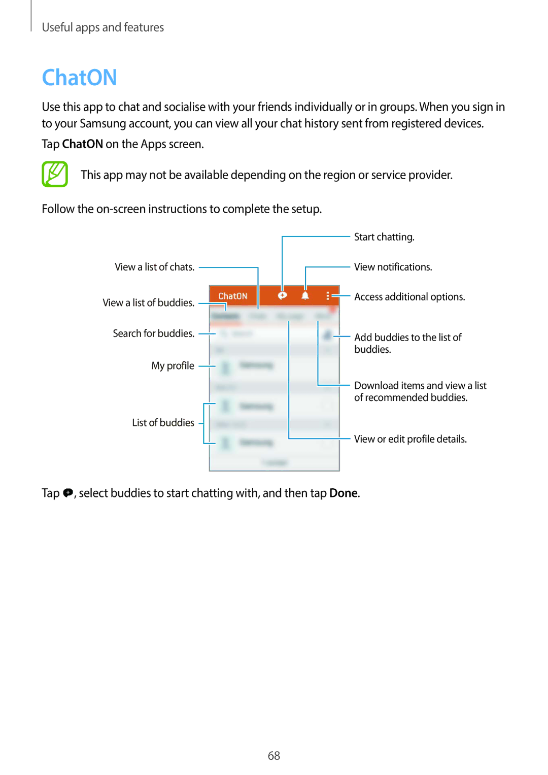 Samsung SM-G130EZWAKSA manual ChatON 