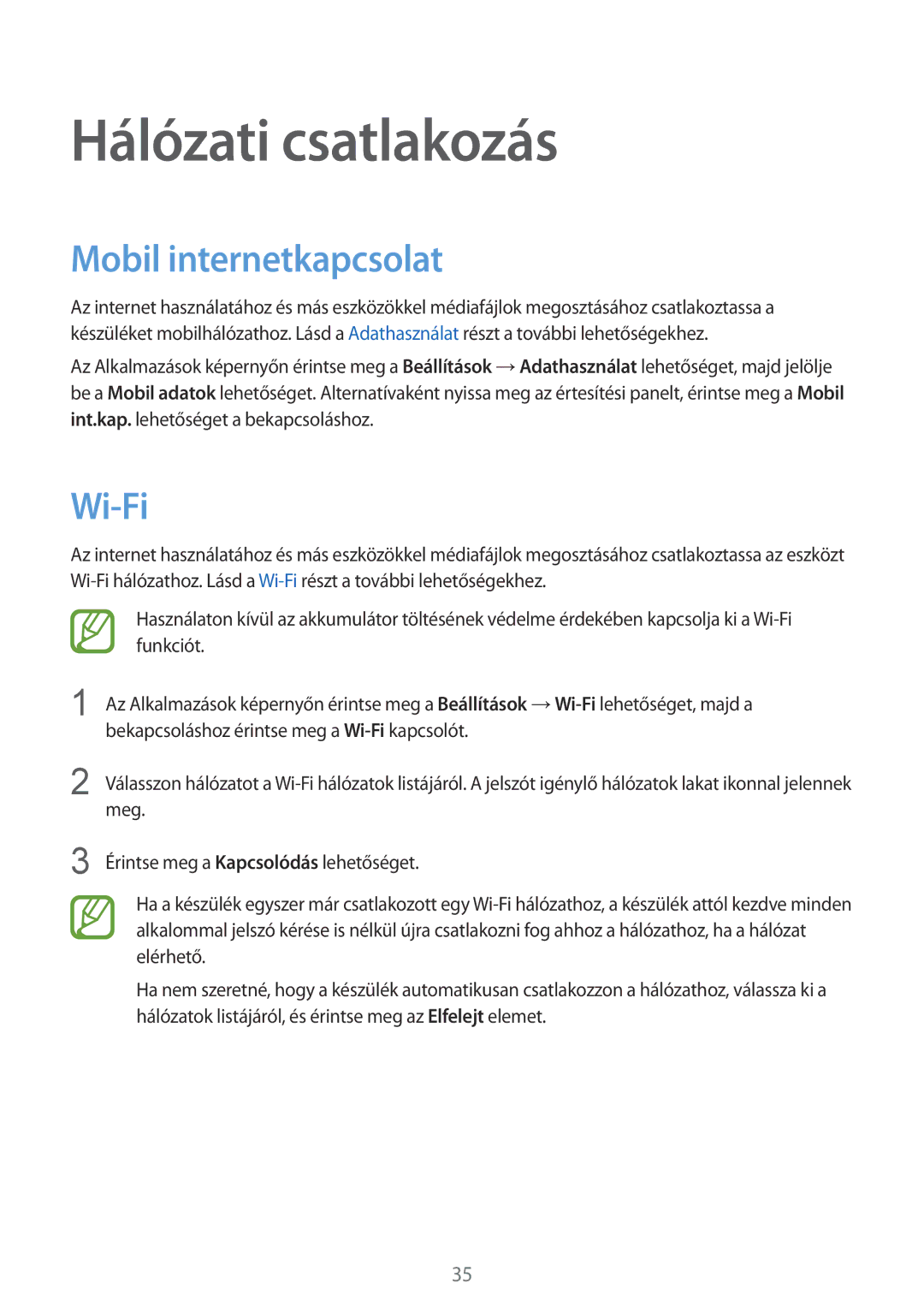 Samsung SM2G130HZWDXEH, SM-G130HZADXEH, SM2G130HZADXEH, SM-G130HZWDXEH Hálózati csatlakozás, Mobil internetkapcsolat, Wi-Fi 