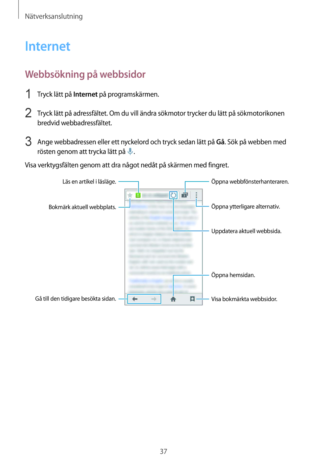 Samsung SM-G130HZAANEE, SM-G130HZANNEE, SM-G130HZWANEE, SM-G130HZWNNEE, SM-G130HZANTEN Internet, Webbsökning på webbsidor 