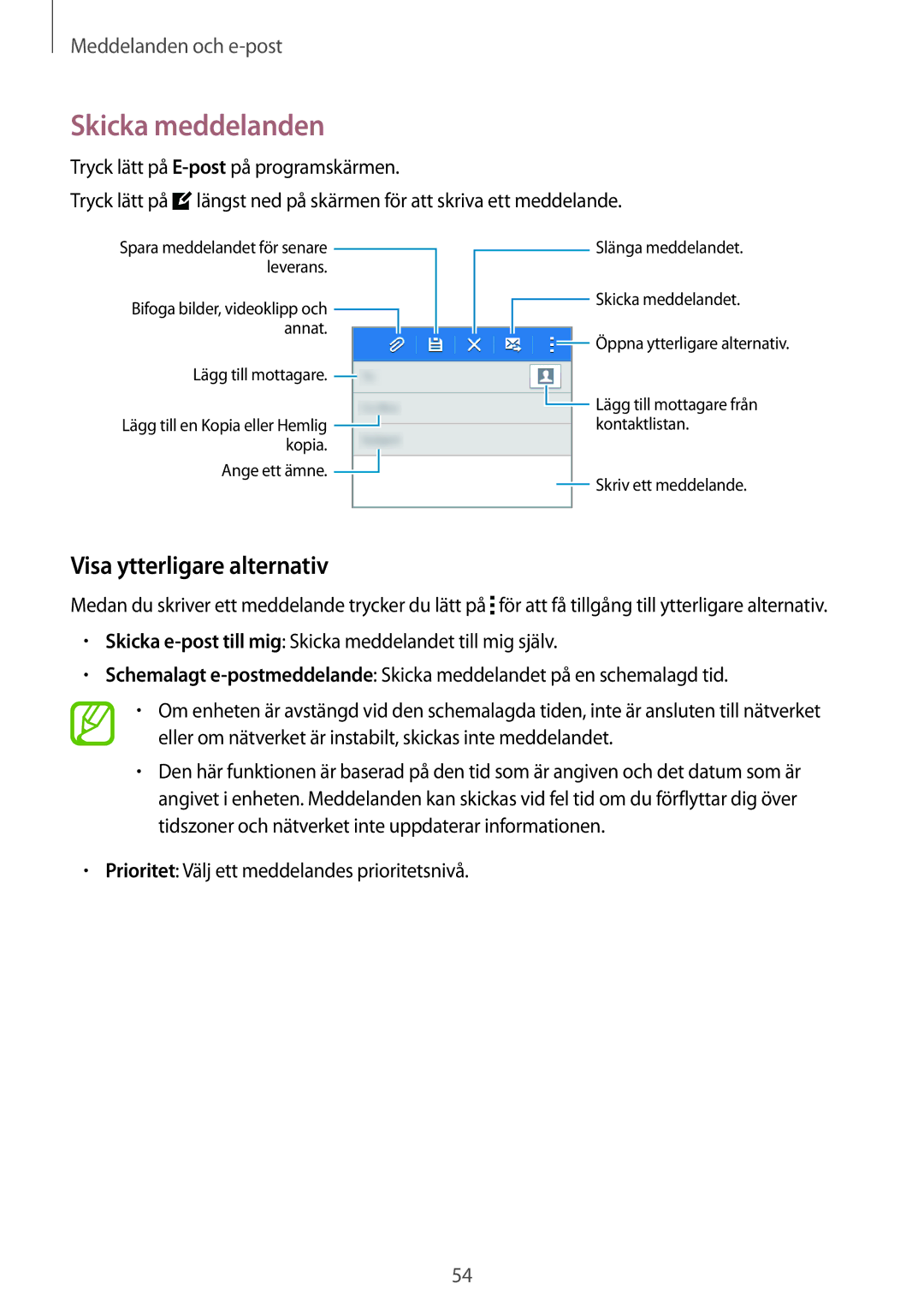 Samsung SM-G130HZANTEN, SM-G130HZANNEE, SM-G130HZWANEE, SM-G130HZAANEE manual Skicka meddelanden, Visa ytterligare alternativ 