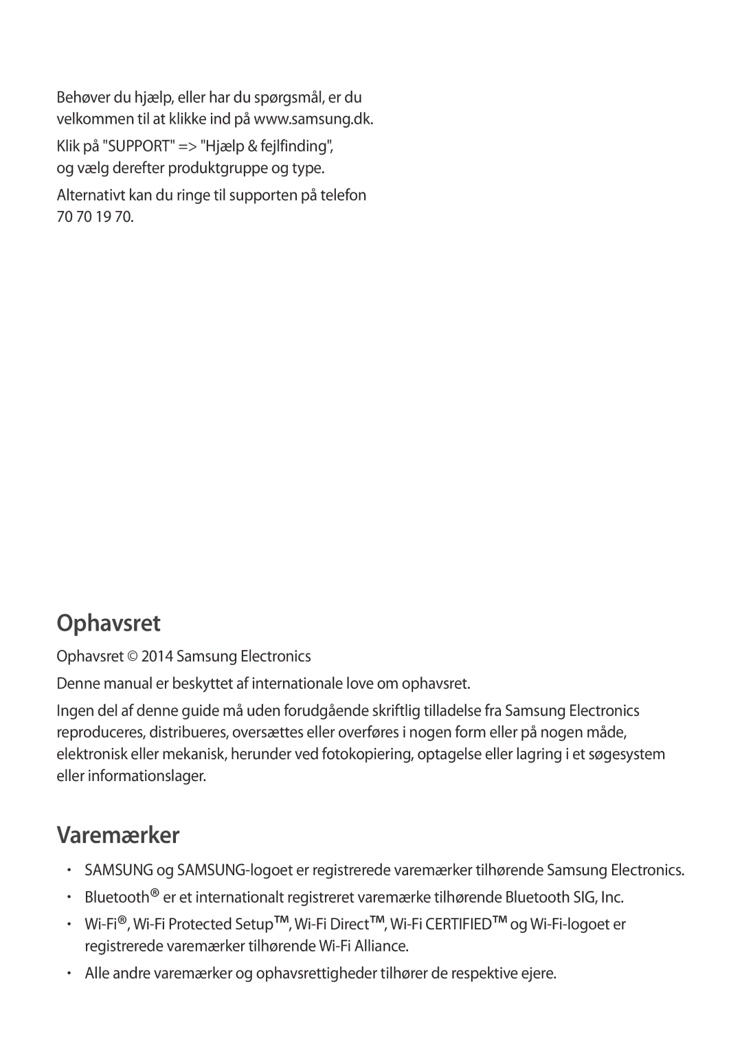 Samsung SM-G130HZWNNEE, SM-G130HZANNEE, SM-G130HZWANEE, SM-G130HZAANEE, SM-G130HZANTEN manual Ophavsret 