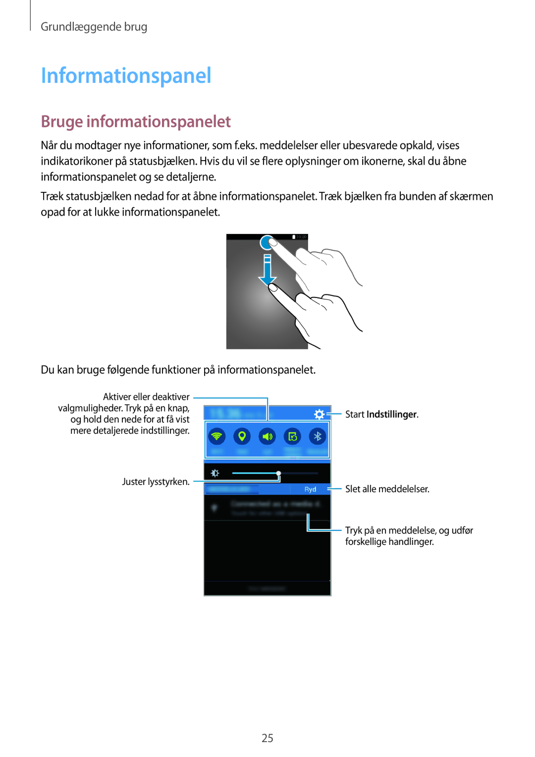 Samsung SM-G130HZANNEE, SM-G130HZWANEE, SM-G130HZAANEE, SM-G130HZWNNEE manual Informationspanel, Bruge informationspanelet 