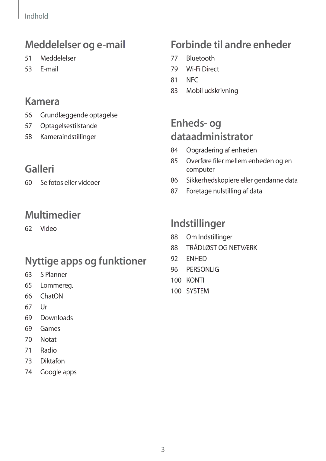 Samsung SM-G130HZWNNEE, SM-G130HZANNEE, SM-G130HZWANEE, SM-G130HZAANEE, SM-G130HZANTEN manual Meddelelser og e-mail 