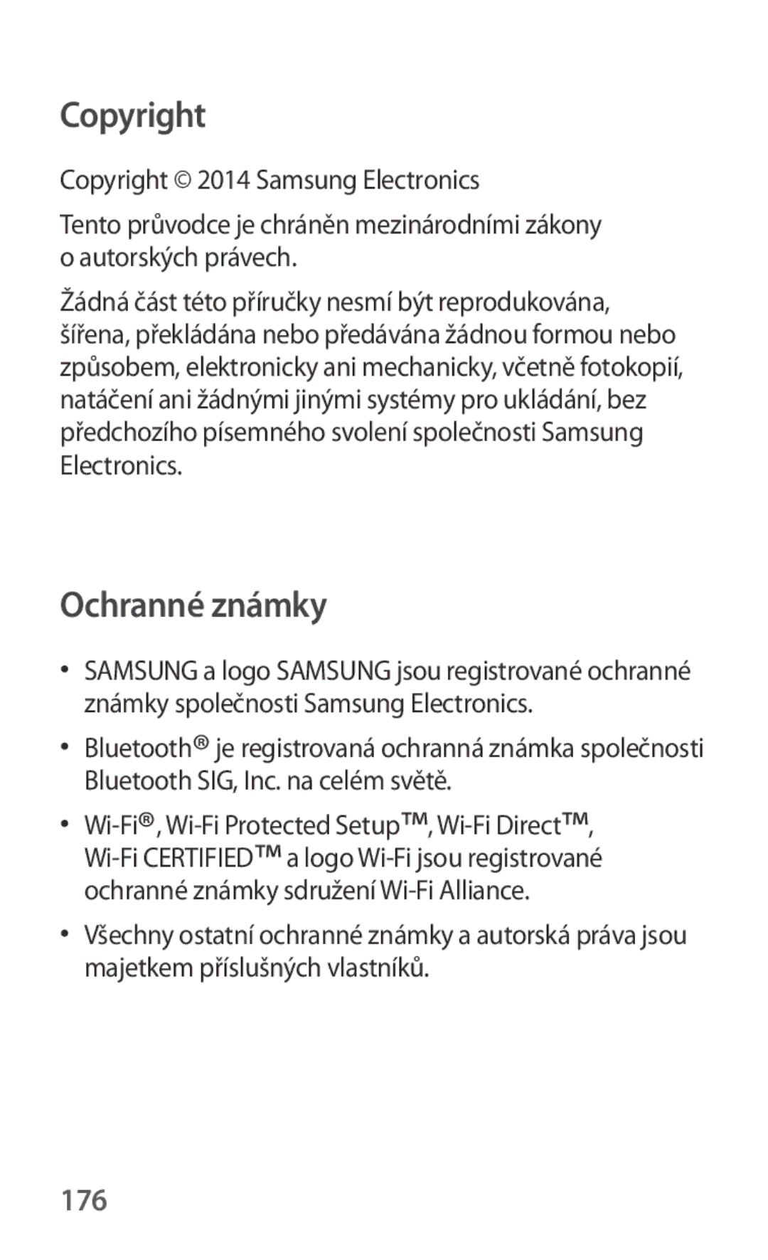 Samsung SM-G130HZADXEH, SM-G130HZWNCOS, SM-G130HZWNEUR, SM-G130HZANCOS, SM-G130HZWNVGR, SM-G130HZANEUR manual Copyright, 176 