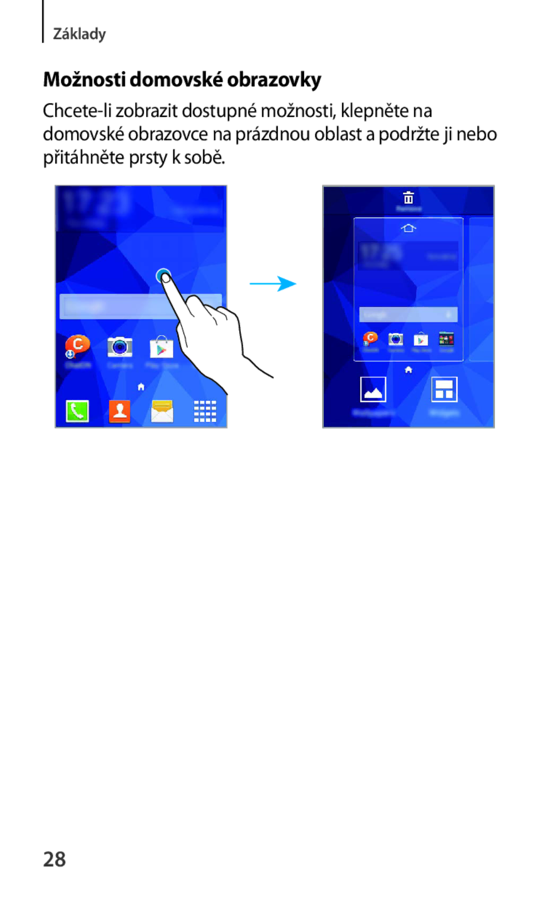 Samsung SM2G130HZWNETL, SM-G130HZWNCOS, SM-G130HZWNEUR, SM-G130HZANCOS, SM-G130HZWNVGR manual Možnosti domovské obrazovky 