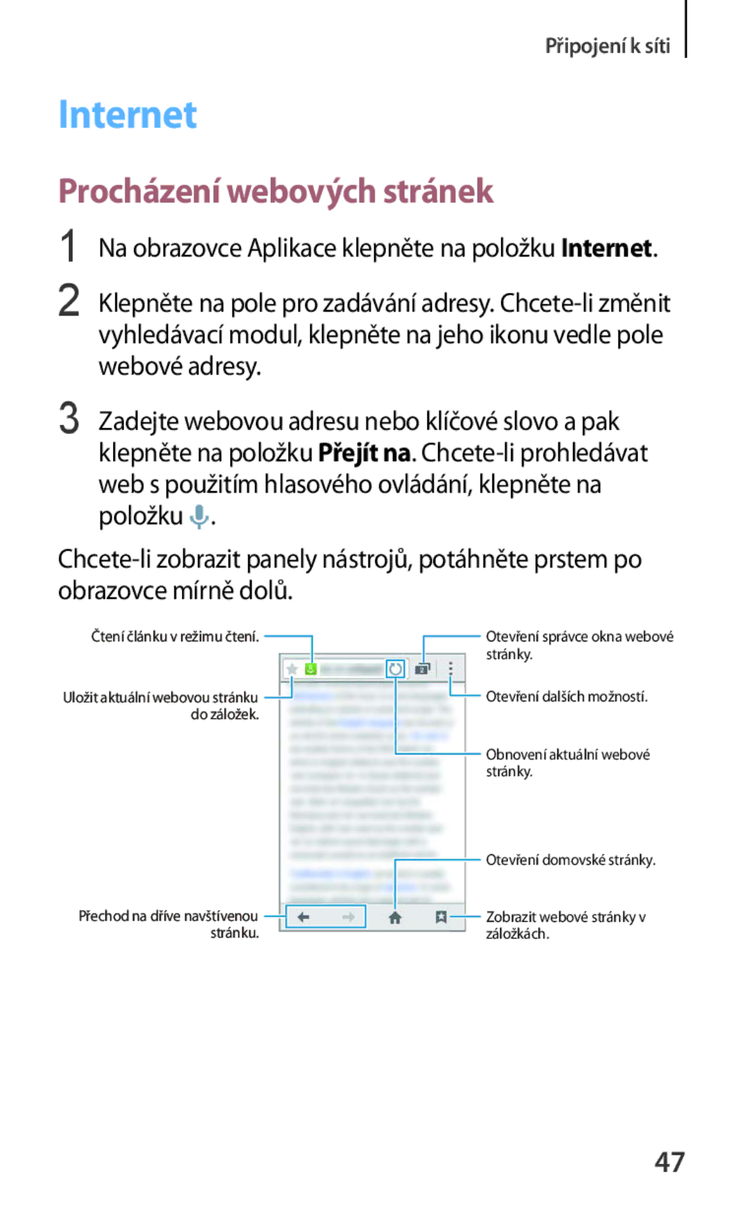 Samsung SM-G130HZWNSWR, SM-G130HZWNCOS, SM-G130HZWNEUR, SM-G130HZANCOS, SM-G130HZWNVGR Internet, Procházení webových stránek 